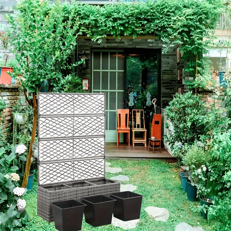 

Raised Bed With Trellis, 3 Pots. This Poly Rattan Raised Bed With 2 Removable Pots And An Integrated Trellis Adds A Touch To Any Outdoor Space.