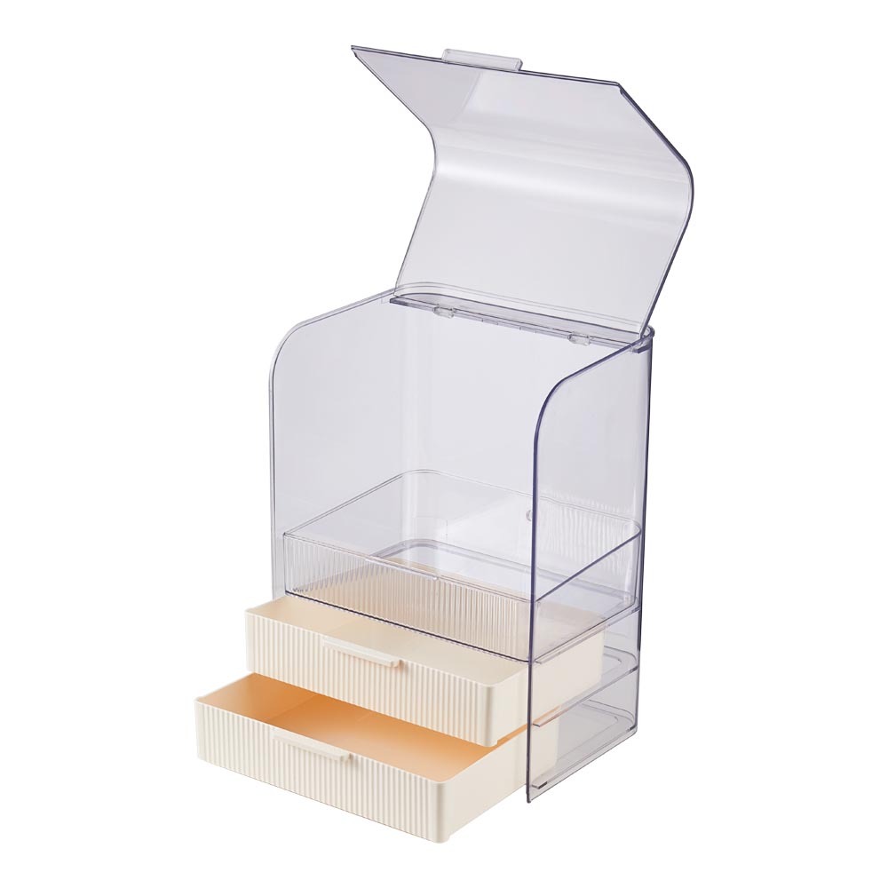 Makeup Organizer for Vanity, Clear Cosmetic Display Cases with 2 Drawers