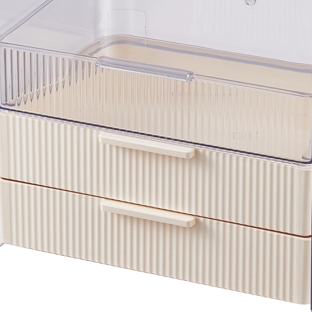 Makeup Organizer for Vanity, Clear Cosmetic Display Cases with 2 Drawers