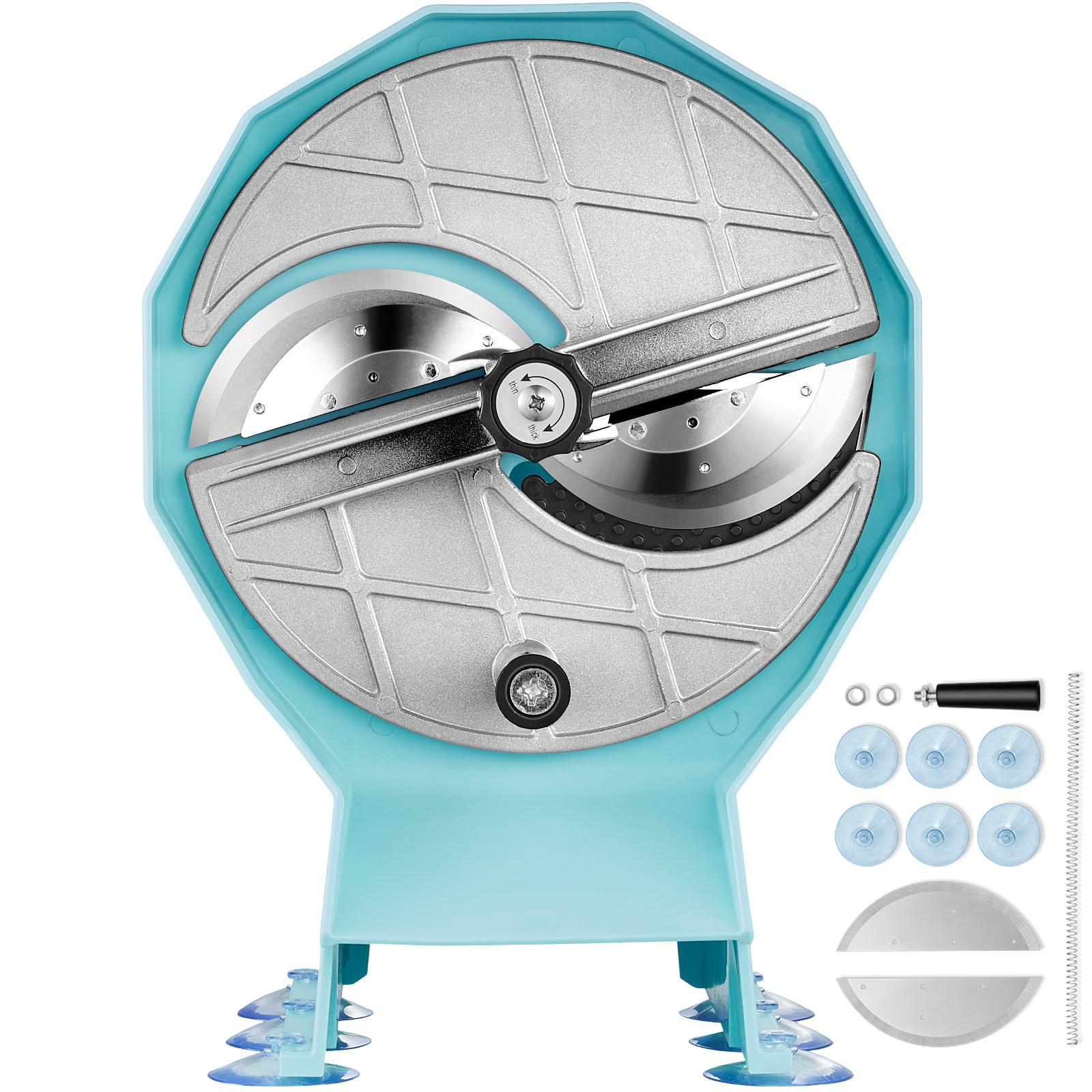 Image of Vevor Manual Vegetable Fruit Slicer, 0-0.5"/0-12mm Thickness Adjustable Commercial Slicer Machine, Double Feed Ports, Stainless Steel Blade Food Cutter Slicing Machine For Cucumber, Lemon, Tomato