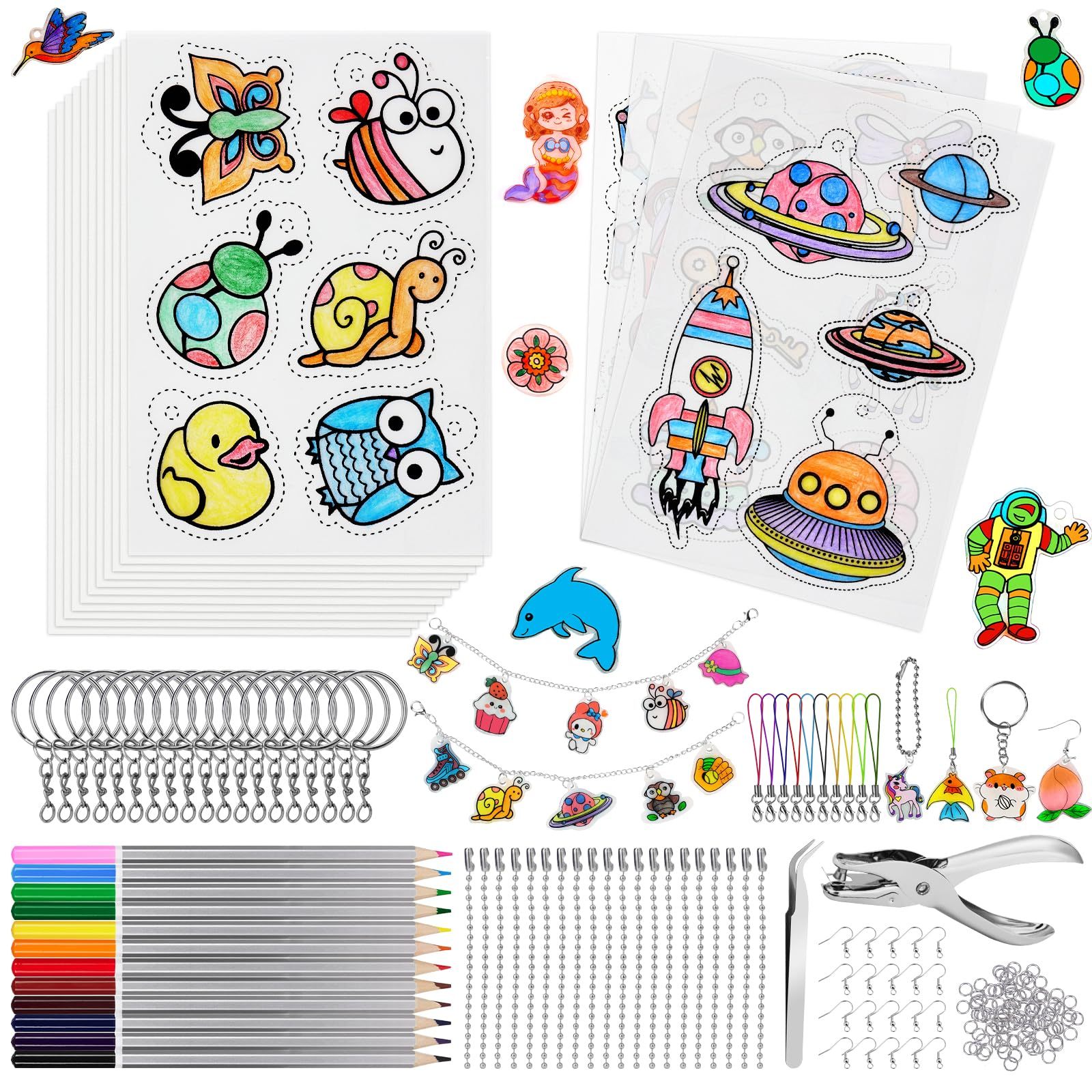 

201 Pieces Shrink Film Set, Pattern And Shape Filled Color Shrink Film Set, Including A5 , Colored Pencils And Other Accessories, Handmade Hand- Diy Creative Gifts