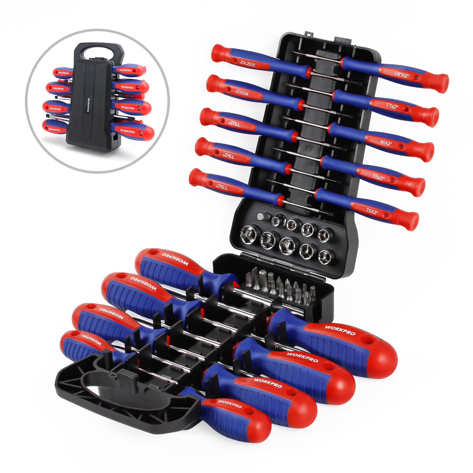 Workpro Screwdriver Bit Set . Socket Wrench 45pcs Made Of Steel, Magnetic Screwdriver Set With Holder