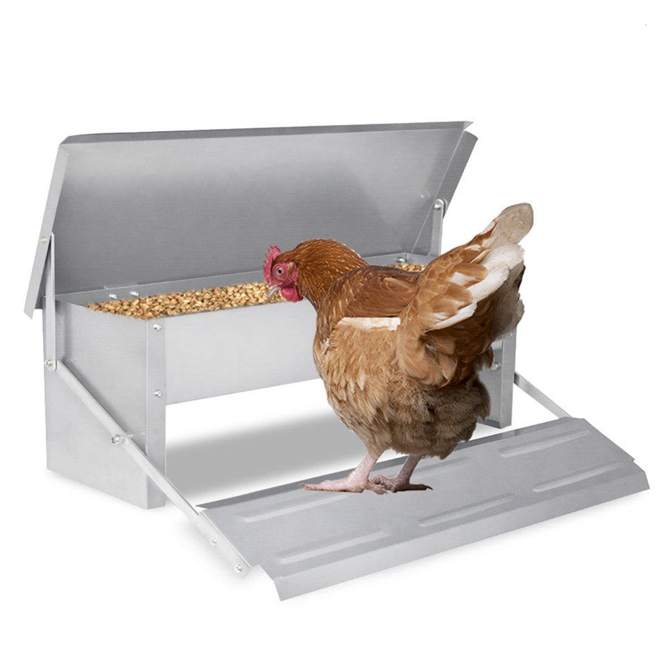 

Chicken Feeder, 10kg Chicken Feeder Made Of Galvanized Steel, Feeder Dispenser With Lid Waterproof For Poultry