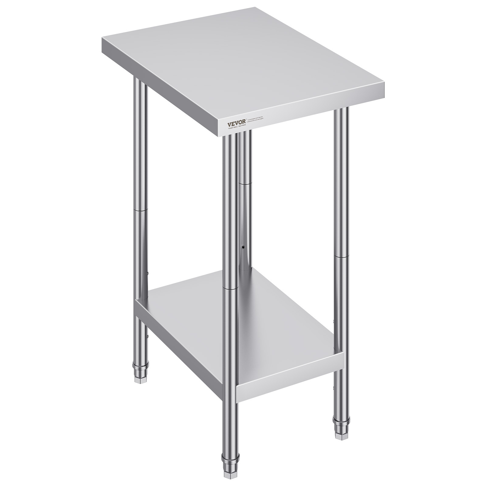 Image of Vevor Stainless Steel Prep Table, 24 X 18 X 34 Inch, Heavy Duty Metal Worktable With 3 Adjustable Height Levels, Commercial Workstation For Kitchen Garage Restaurant Backyard