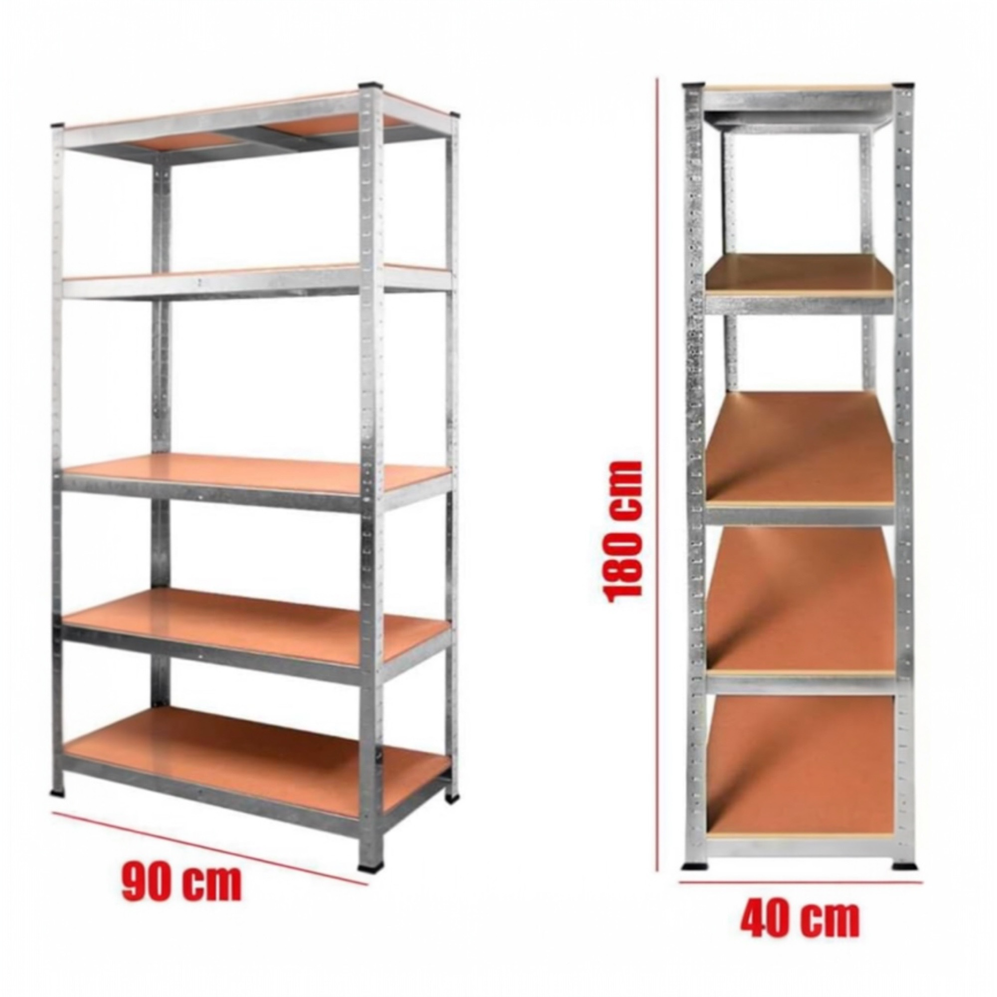 metal shelving storage unit made of galvanized steel with 5 mdf shelves silvery 180x90x40cm modular adjustable shelves for storage room garage