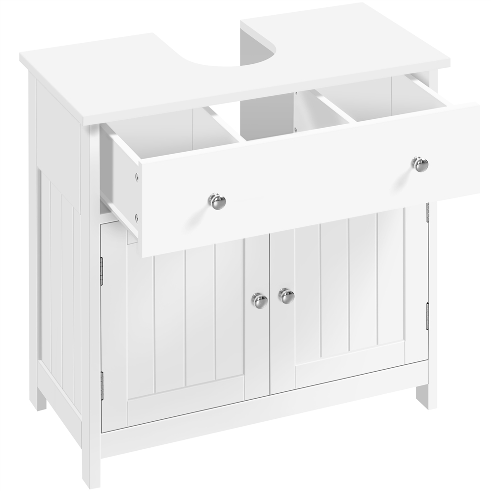 E-shop Costoffs Badezimmerschrank Waschbeckenunterschrank im Landhausstil mit Schublade & 2 Türen Badunterschrank mit Viel Stauraum