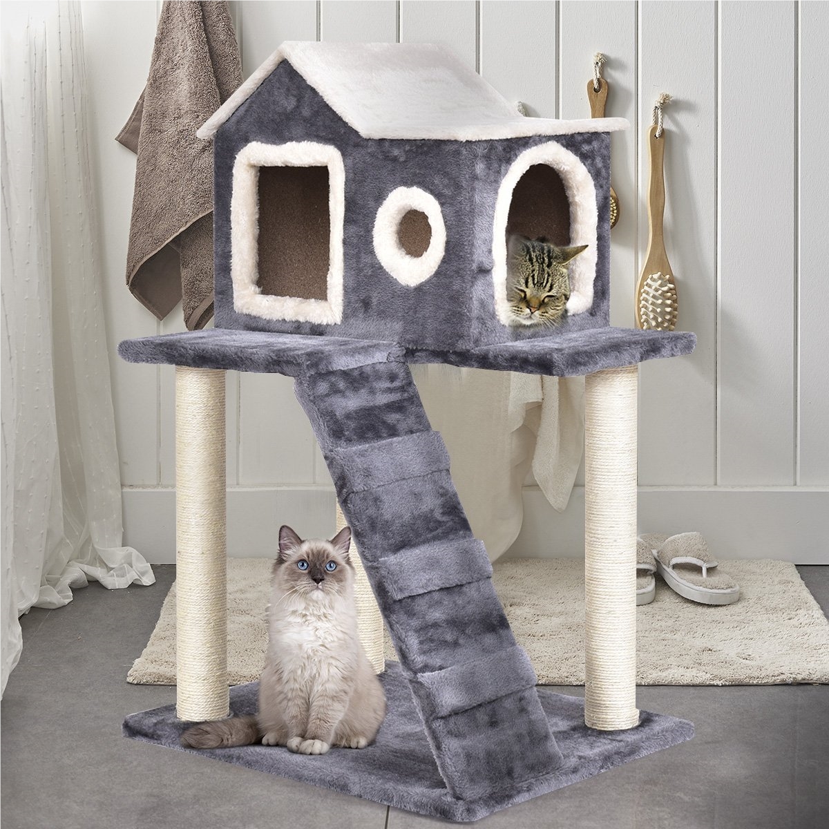 Scratch Tree Cat Tree Cat Scratching Tree Climbing Tree Play Tree Scratching Furniture With Large Cave