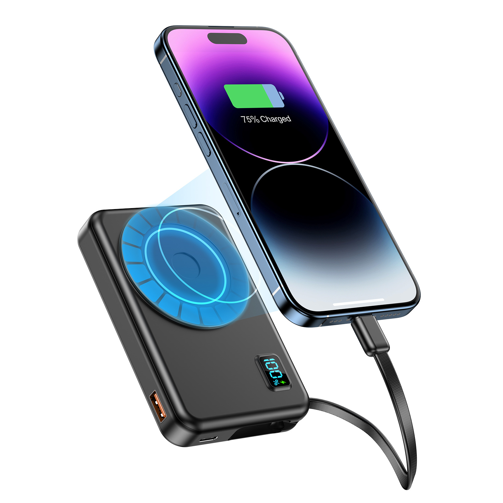 

Power Bank, Compatible With Magnetic Power Bank 10000mah, .5w Usb-a , Wireless Portable Charger With Type-c And , Led Display For Iphone 15/14/13/12/pro/pro Max