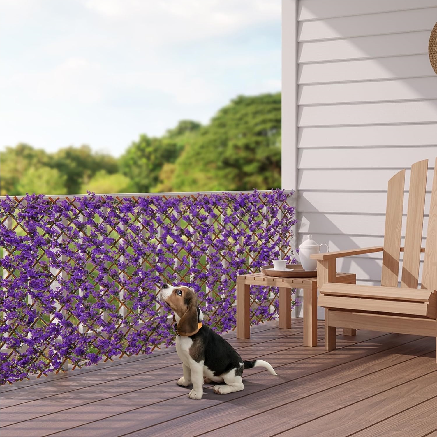 Image of Artificial Privacy Screen, 180 X 90 Cm, Plant Wall Hedges With Eucalyptus Leaves, Fence For Garden Hedges Balcony Outdoor Decoration, Hedge Plant Wind Protection, Purple Wicker