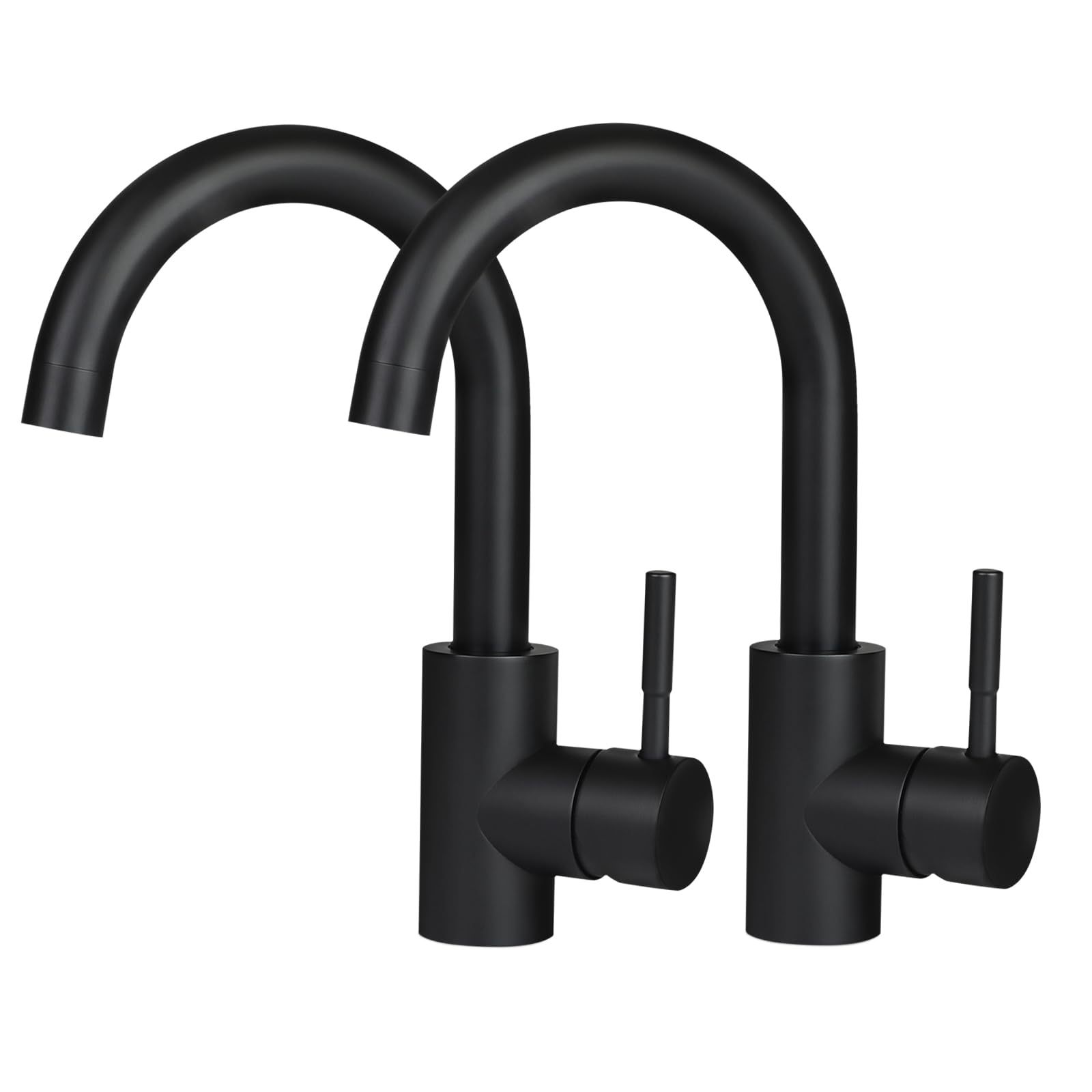 Bathroom Faucet Sink Tap - 1pc/2pcs Black Faucet Hot And Cold Water Tap 360° Rotatable High Pressure Stainless Steel Mixer Tap Bathroom Faucet, For Bathroom Toilet Sink Kitchen