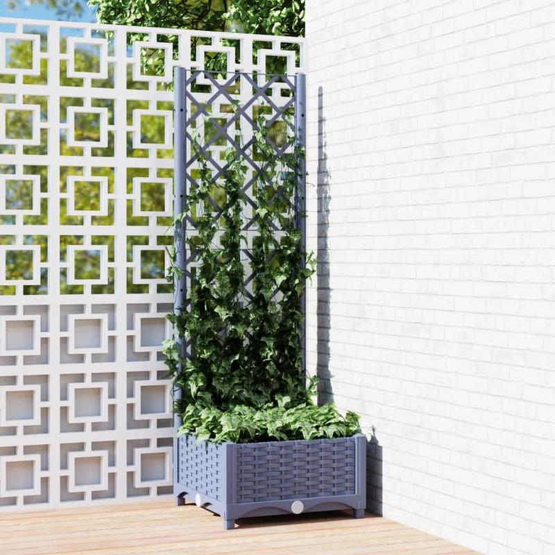 

Rust-resistant Metal Flower Cabinet Plant Cabinet, Outdoor Garden Rectangular Large Flower Pots, Outdoor Balcony Metal Plant Pots, Planter With Trellis 40x40x121.5 Cm Polypropylene