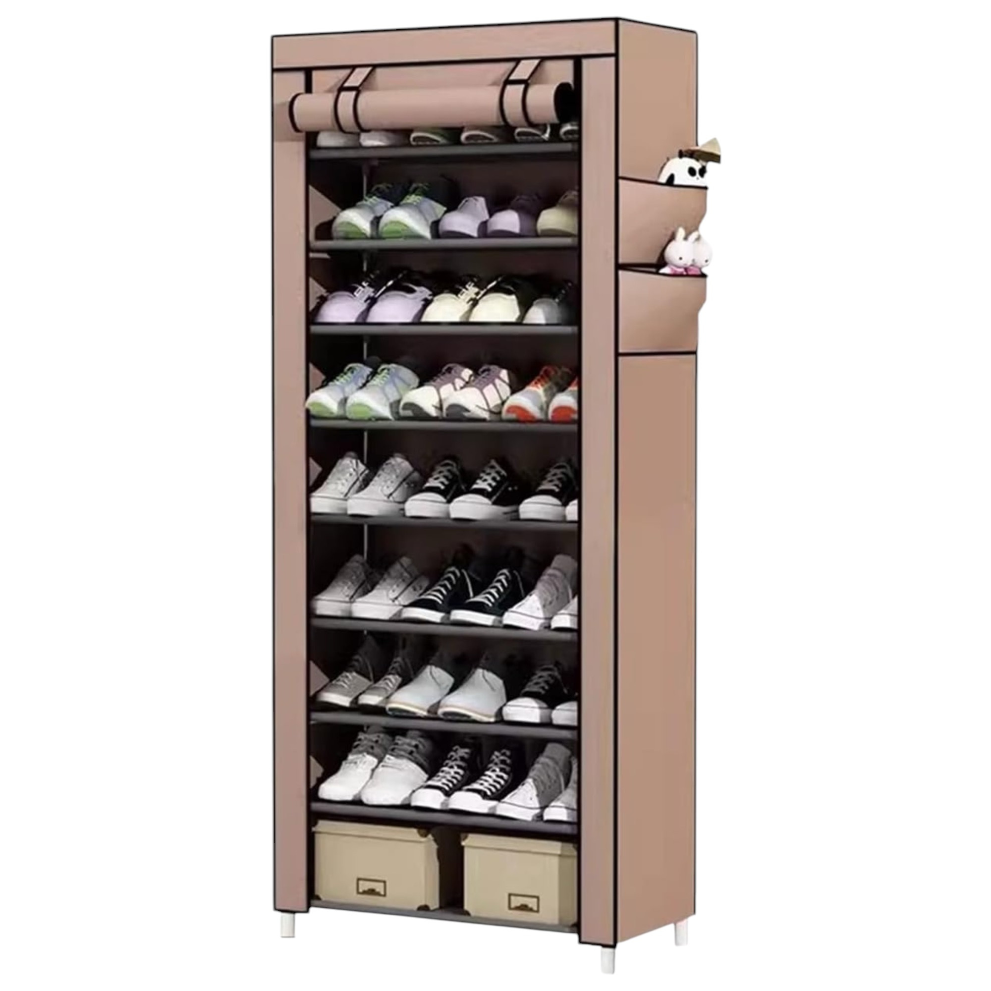 TEMU Zapatero de 10 Niveles con Cubierta Antipolvo, Capacidad para 20-25 de Zapatos, Zapateros Altos, Zapatero , Adecuado para Tacones Altos,