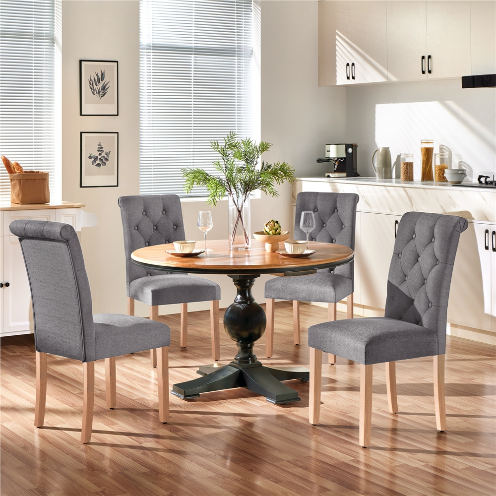 TEMU Costoffs 2pcs Dining Chairs, Upholstered Kitchen Chairs, High Back Padded Dining Room Chairs For Dining Room, Dark Gray