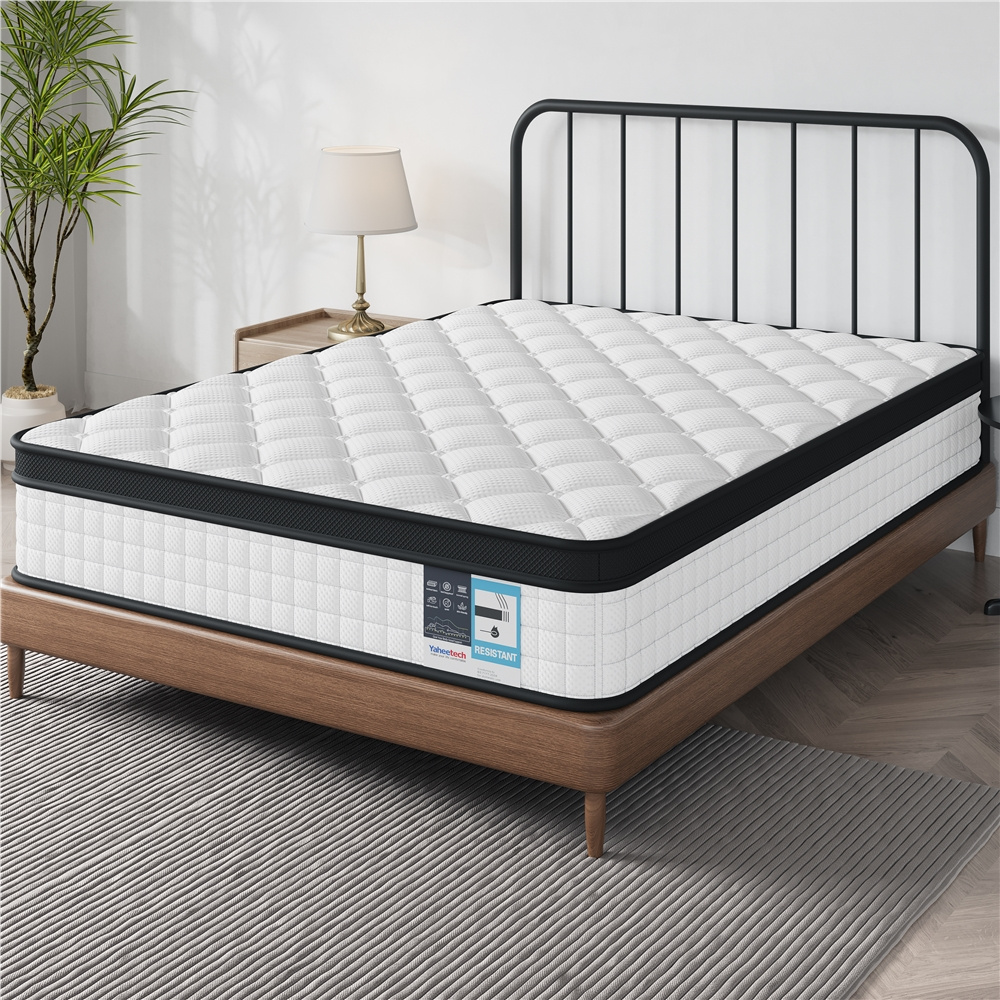 Costoffs Bed Mattress, Single/Double Bed Mattress Memory Foam and Pocket Spring Hybrid Mattress with 3D Breathable Fabric, Medium Soft to Medium Firm Support Mattress, Roll-Up Packaging for Bedroom, White