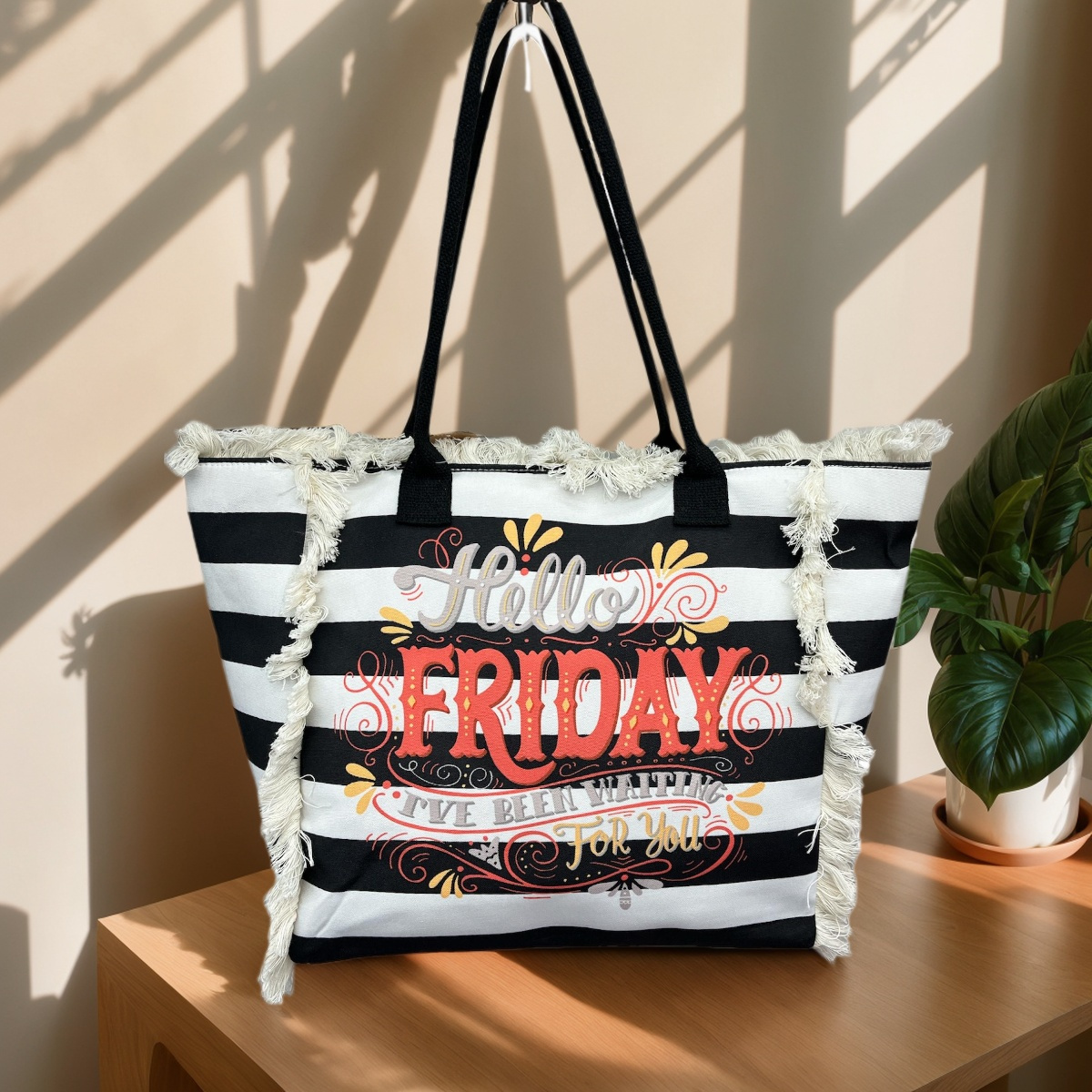 TEMU MEJORADA Bolso de Playa Grande de Lona con Diseño Estampado, TOTE BAG, Tamaño 55x35x20 cm - Ideal para Verano y Vacaciones