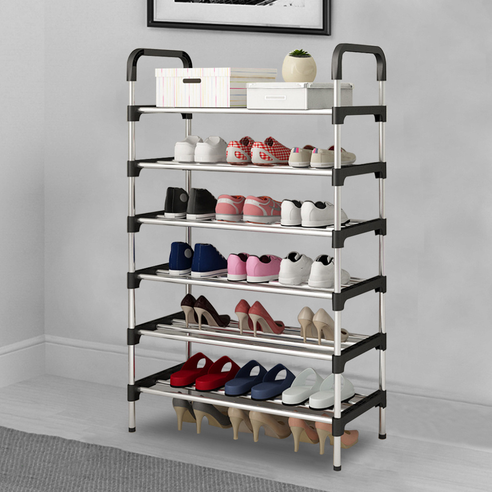 TEMU 6-tier Shoe Rack Stand Space-saving 6 Layers Shoe Storage Shelf Metal Shelving Unit Footwear Organizer Up To 18 Pairs, Shoe Rack For Hallway,