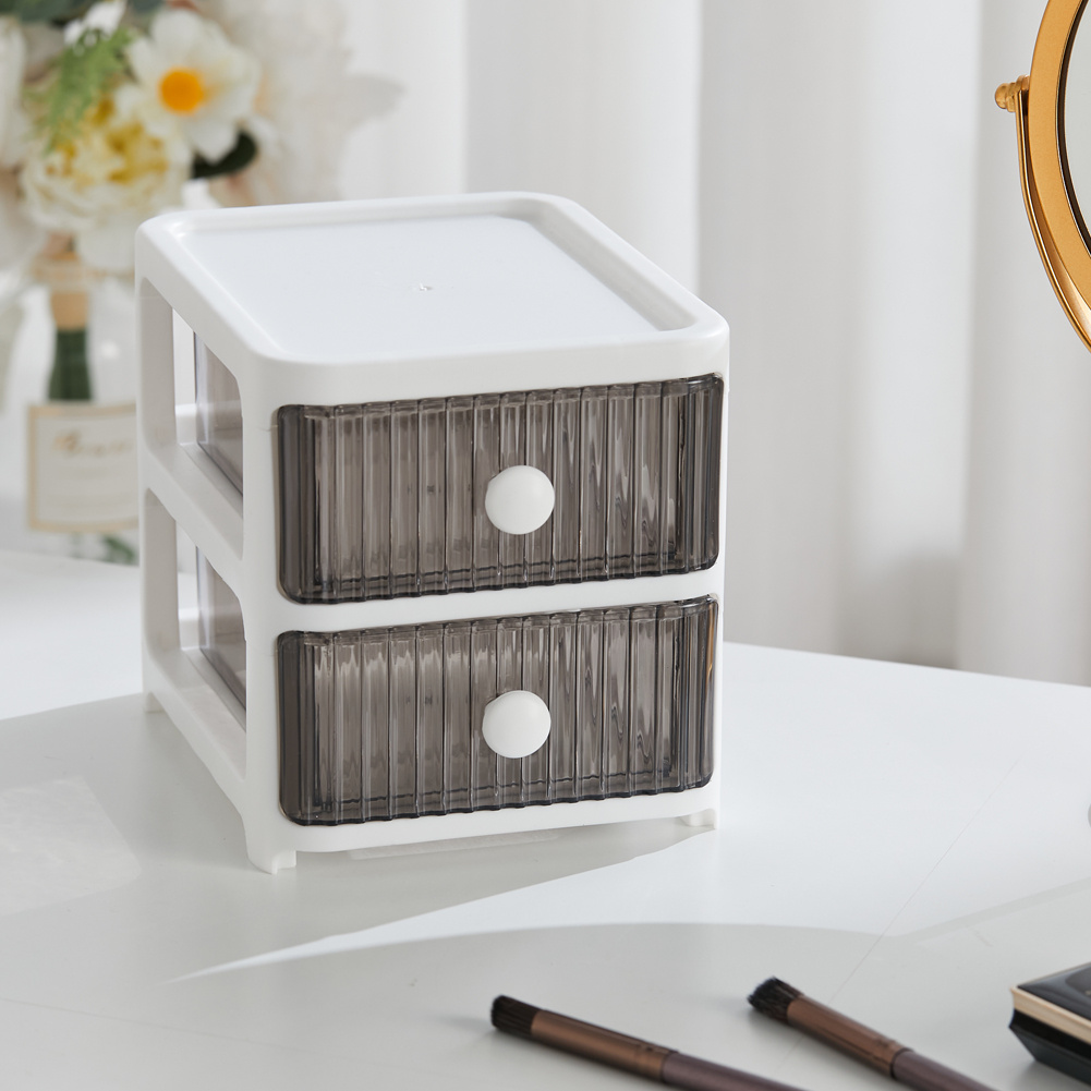 TEMU 2 Tier Plastic Storage Small Clear Drawers Tower Home Office Desktop Bathroom School Stationary Make Up Organiser, Desktop Drawer
