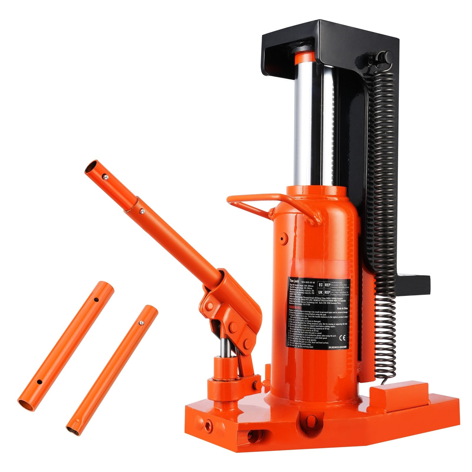 Image of Vevor Hydraulic Toe Jack, 5 Ton On Toe Toe Jack Lift, 10 Ton On Capacity Machine Jack, 0.8-6.8 In Toe Height, 11.3-17.3 Height, Air Hydraulic Claw Jack For Machinery