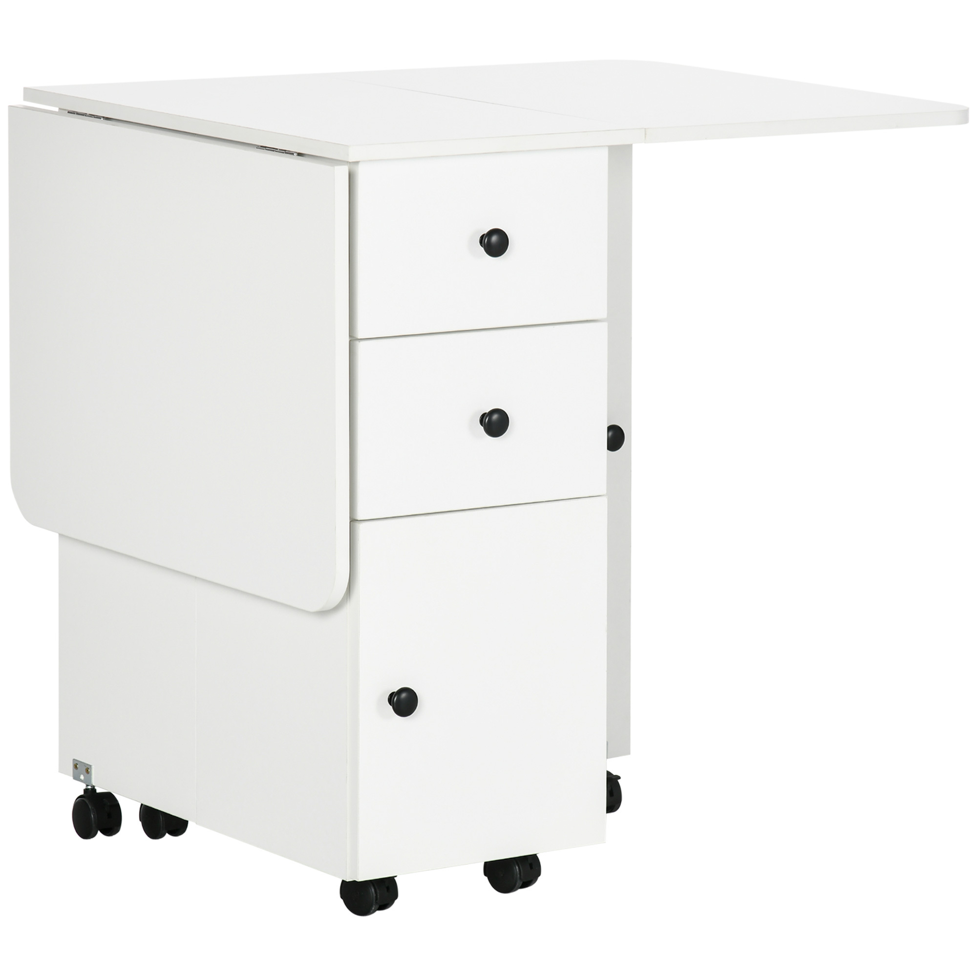 E-shop HOMCOM faltbares Küchentisch Esszimmer 2 faltbare Tabletts mit 2 Schubladen, 1 Schrank und 1 Aufbewahrungsschrank 47,24 ,62 x 30,31 Zoll (120 x