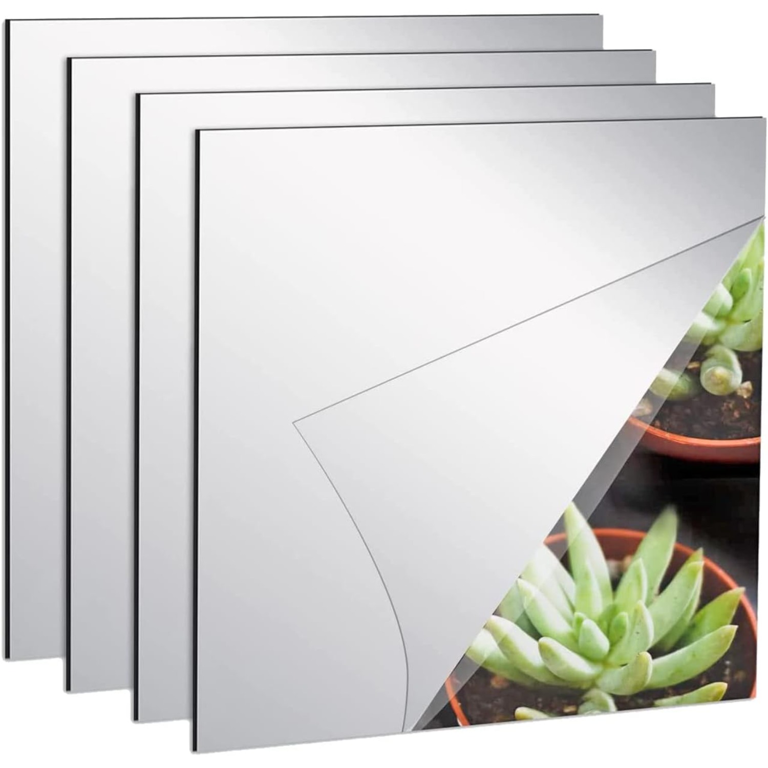 TEMU 4 Pack Self Adhesive Mirror 30x30cm Adhesive Wall Mirrors Sticker Sheet Diy Wall Sticker Length Frameless Mirror Makeup Removable Self-adhesive