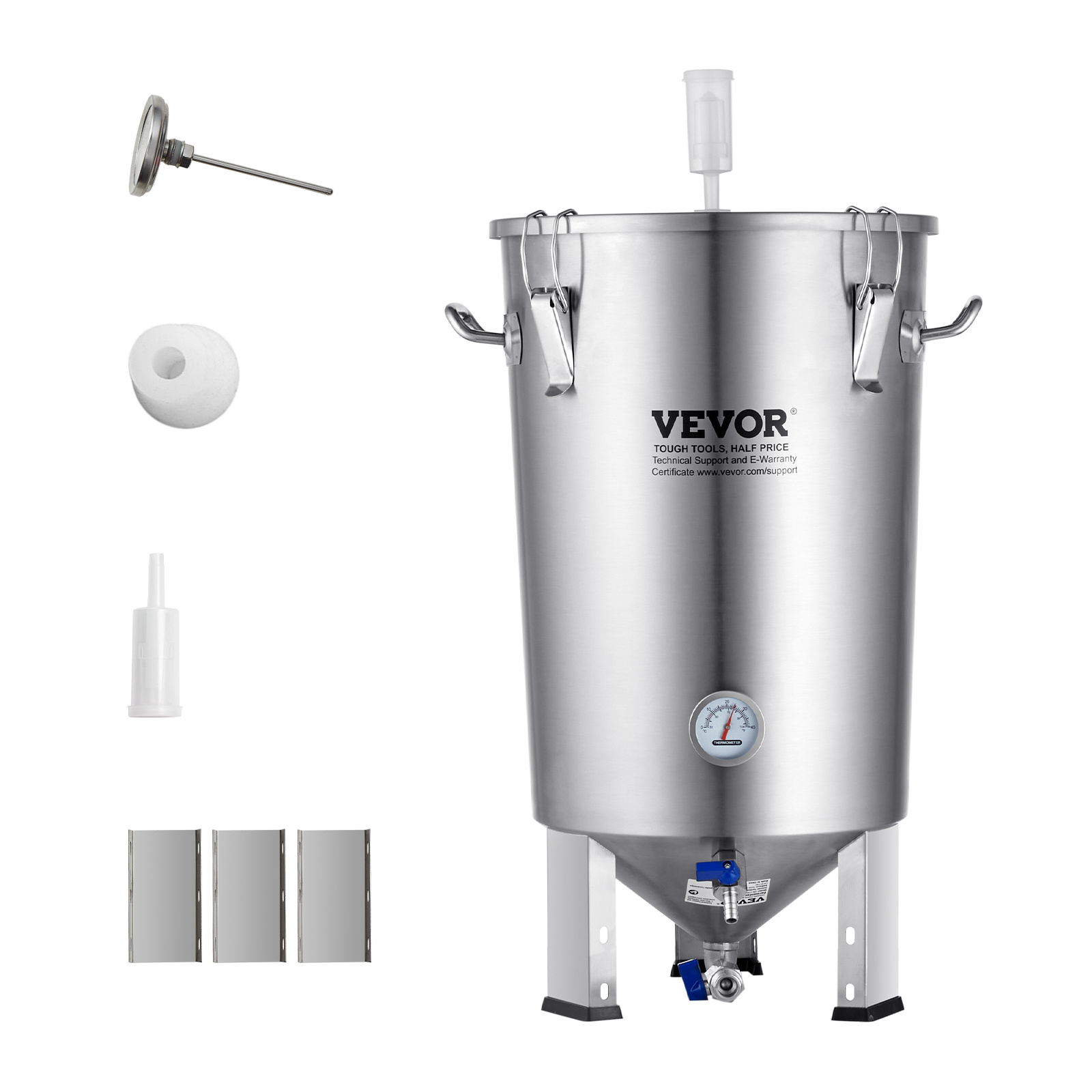 TEMU VEVOR 304 Roestvrijstalen Ketel, 8 GALLON Bierbrouwerij Fermentor, Brouwemmer Fermentor voor Thuisbrouwen, Brouwbenodigdheden met Basis, Ketel
