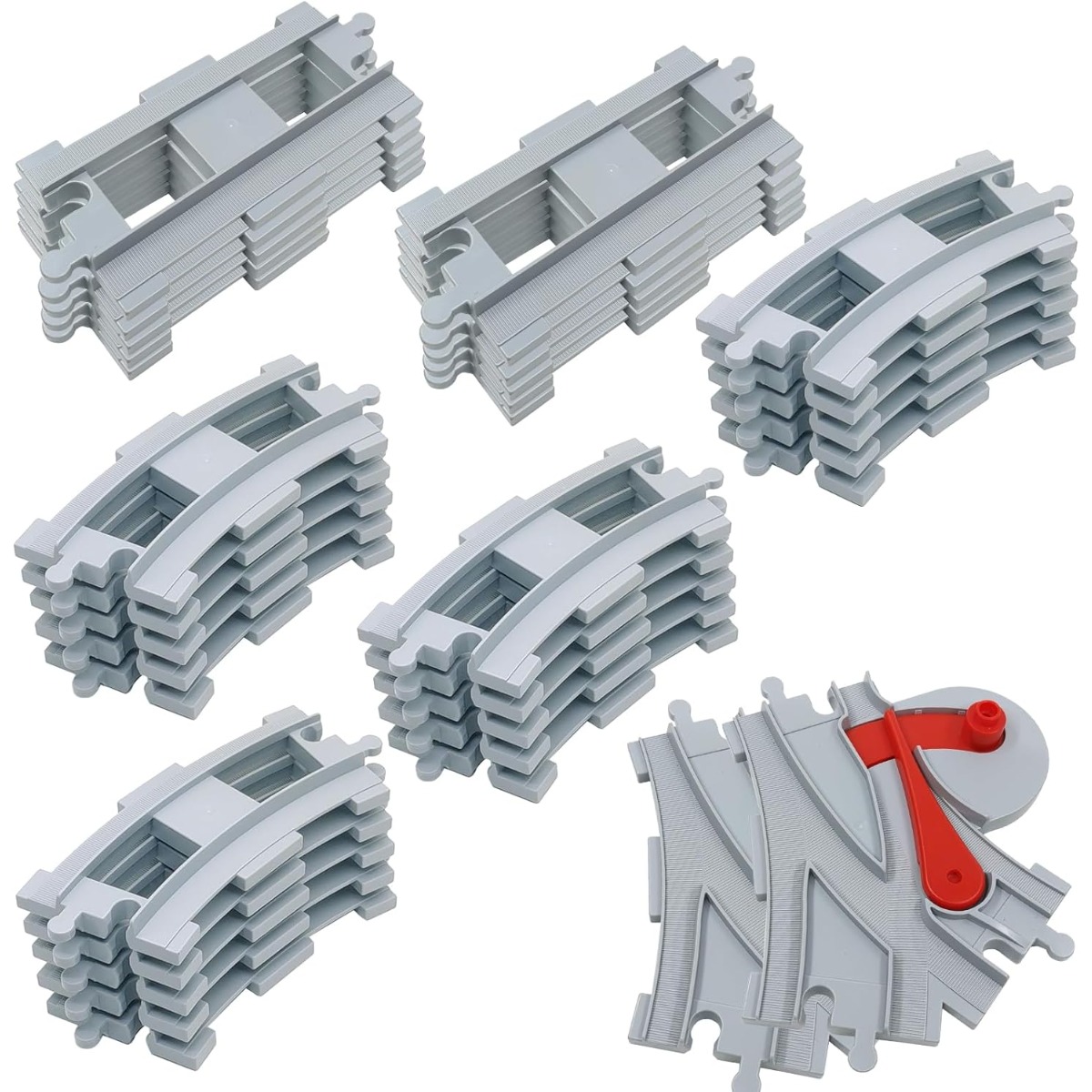 

Building Blocks Set, Toy Railway Tracks, Consisting Of Track Straight, Curved Tracks (32pcs)