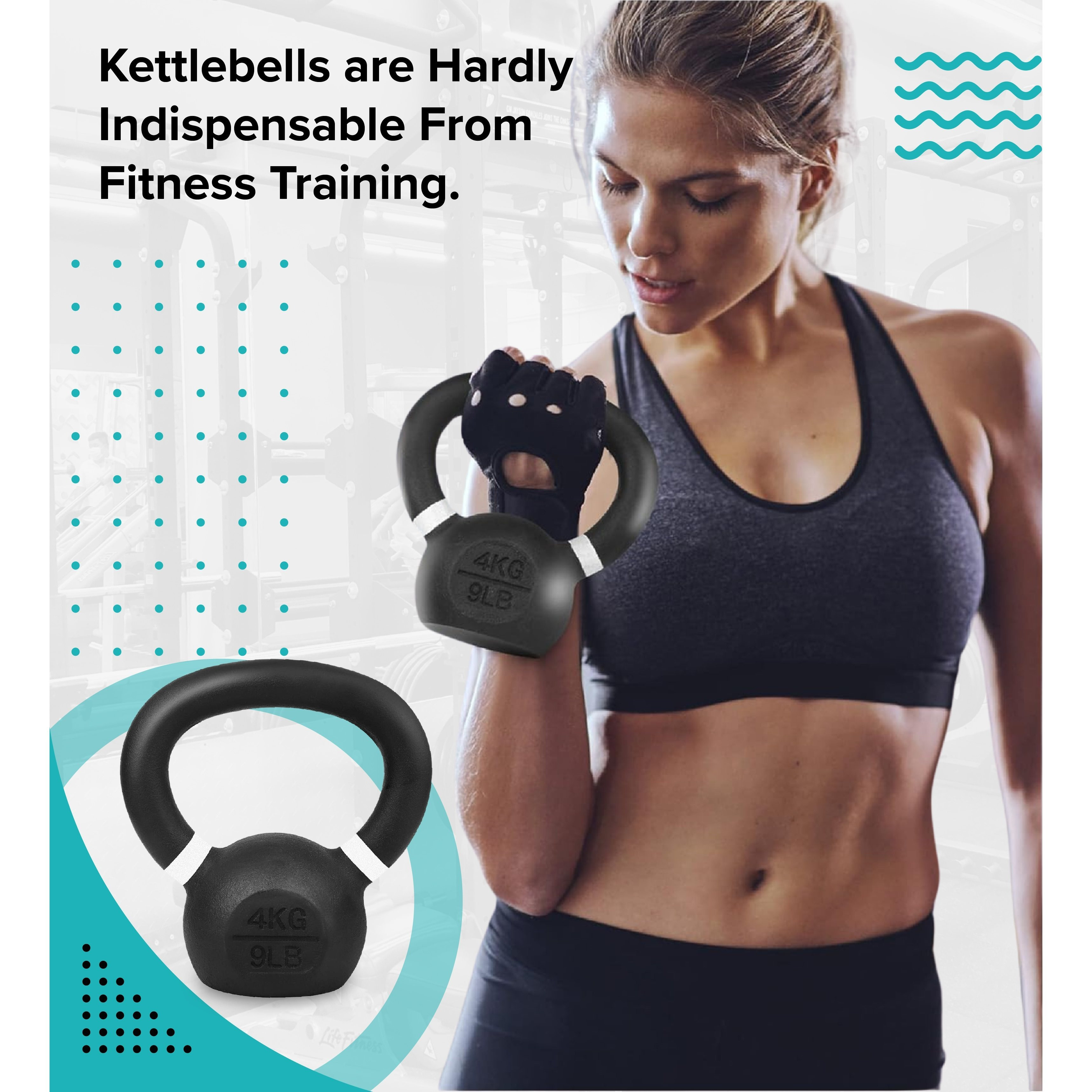 Kettlebells Weights Set 4Kg Pair Cast Iron Kettle Bell with Non-Slip Handle