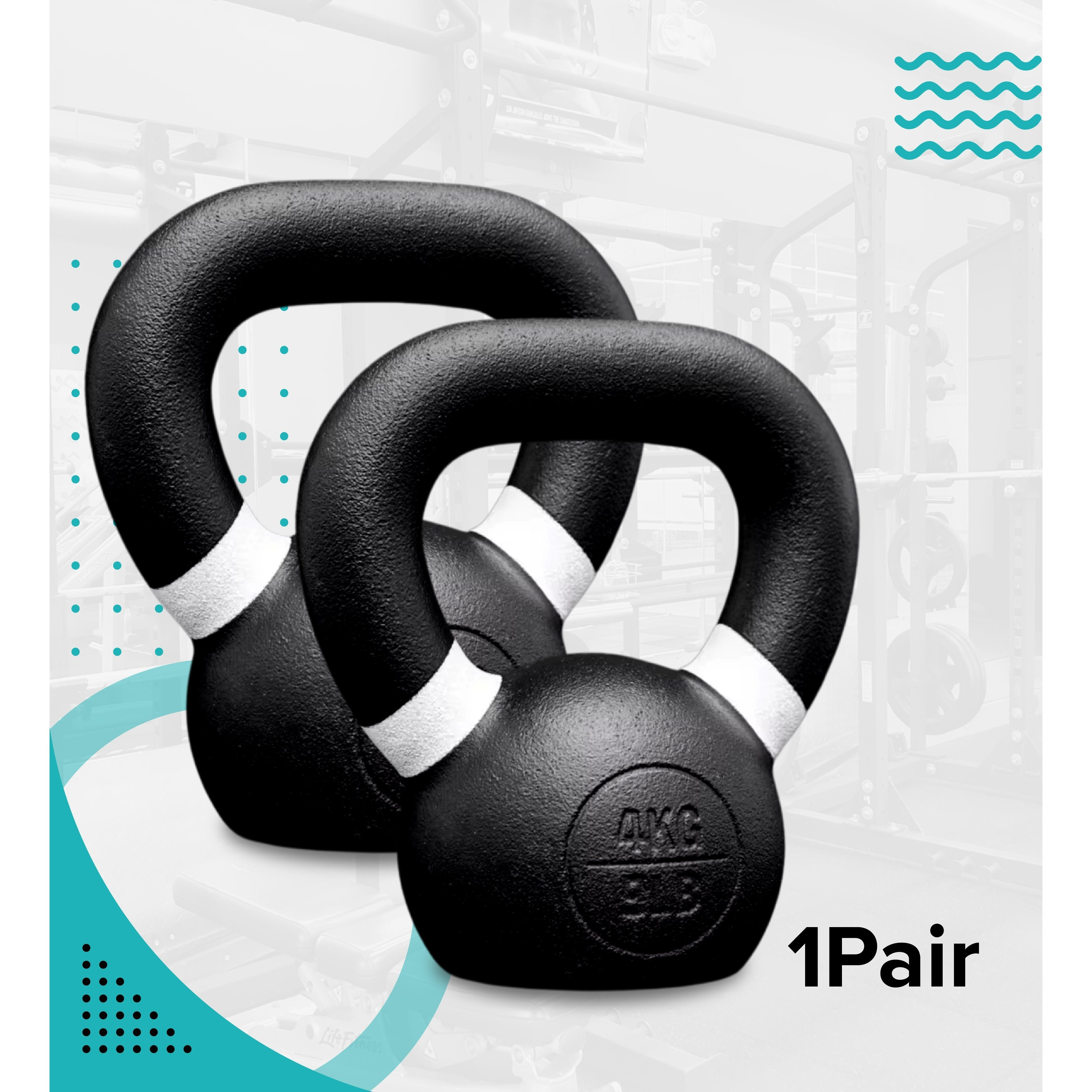 Kettlebells Weights Set 4Kg Pair Cast Iron Kettle Bell with Non-Slip Handle