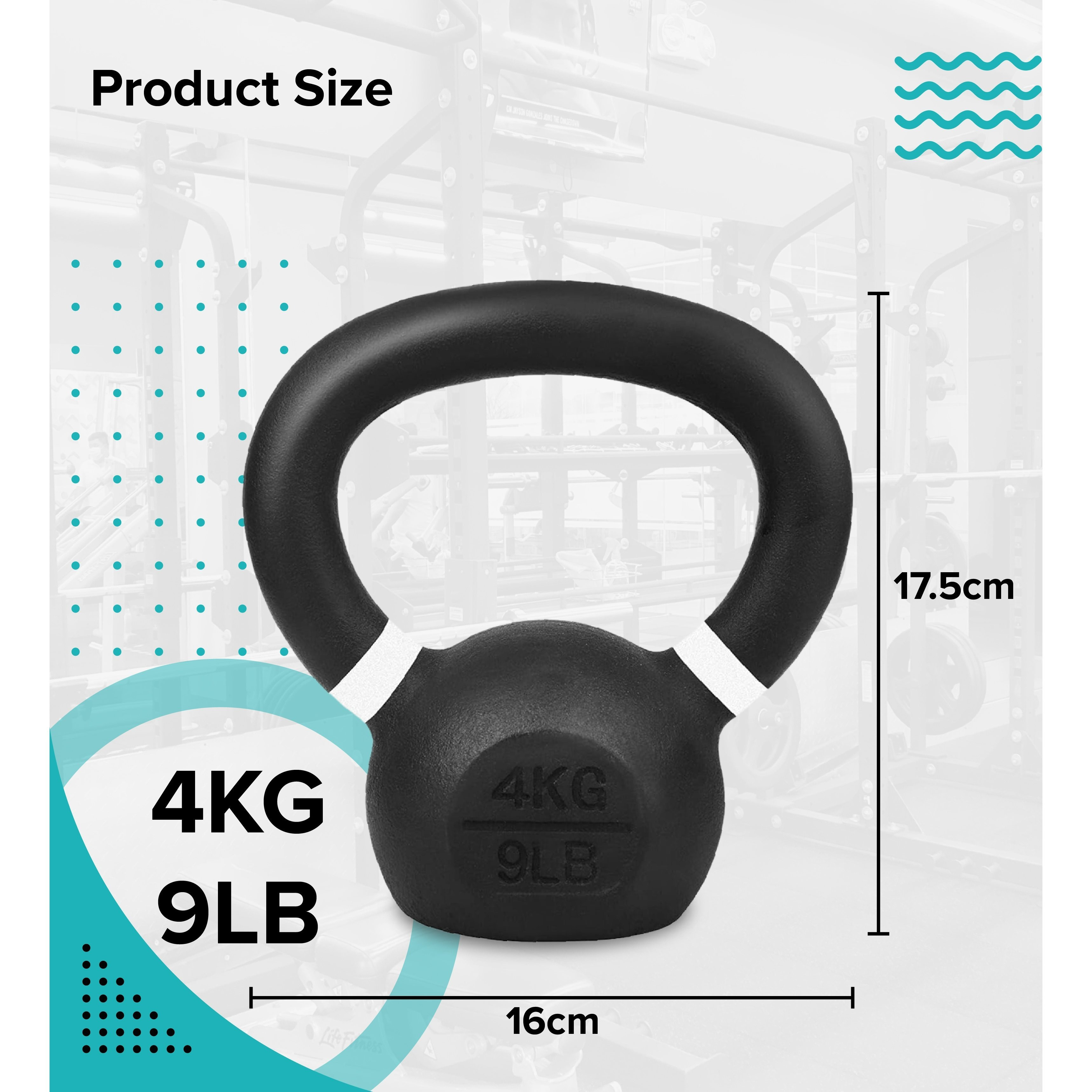 Kettlebells Weights Set 4Kg Pair Cast Iron Kettle Bell with Non-Slip Handle