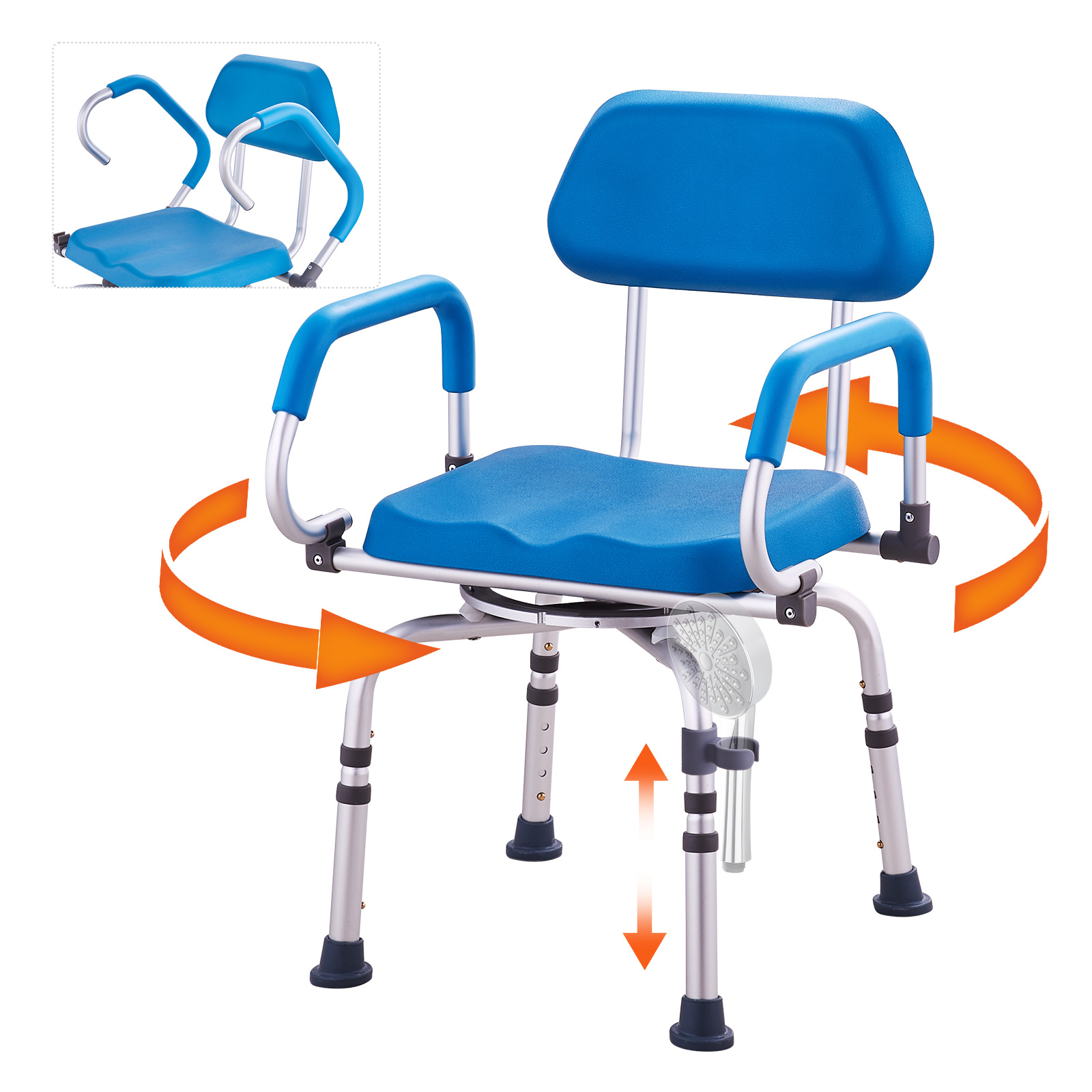 Image of Vevor Shower Chair Shower Seat & Pivoting Padded Seat 300lbs