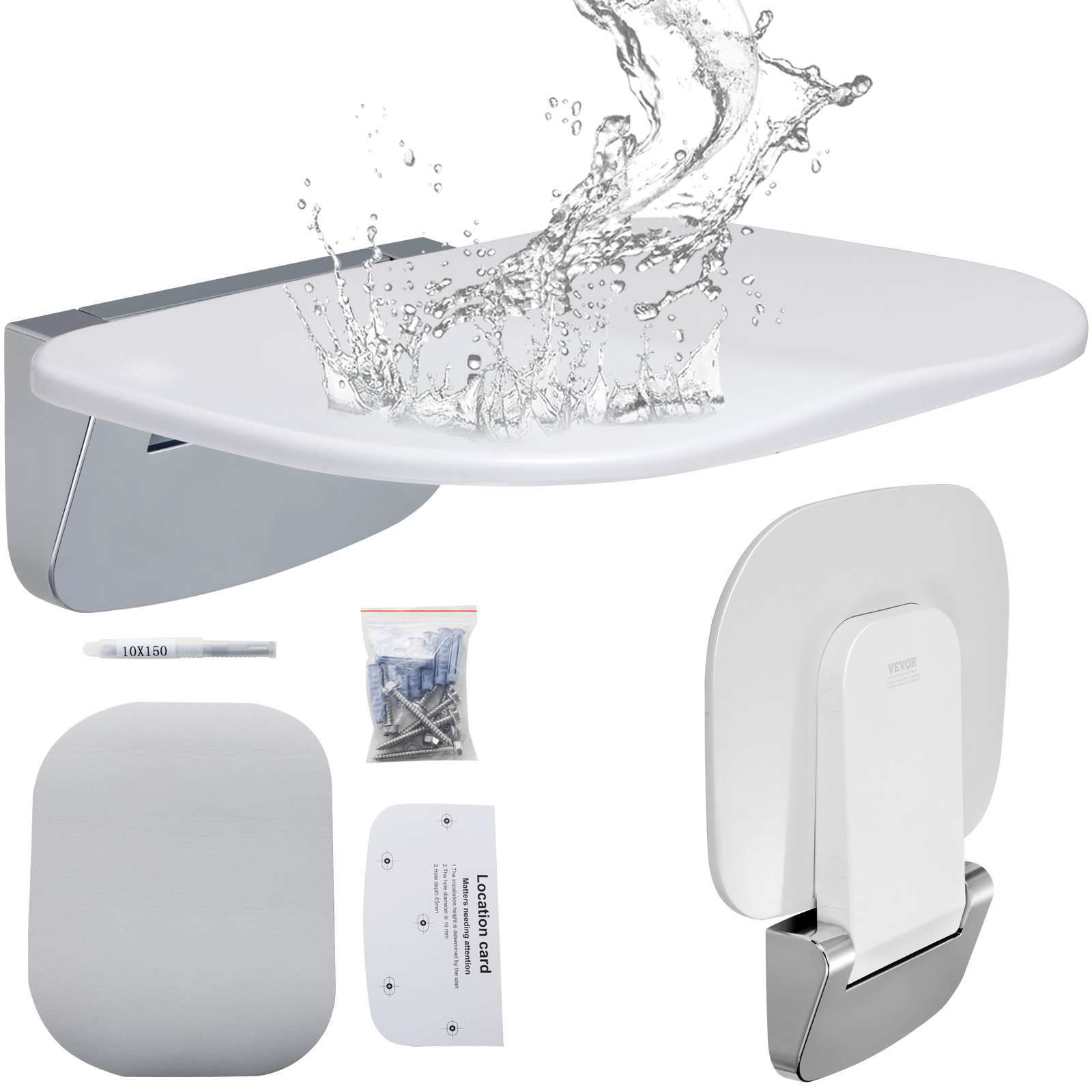 Vevor Folding Shower Seat 13.6'' X 12.8'' Wall Mounted Shower Bench 450 Lbs
