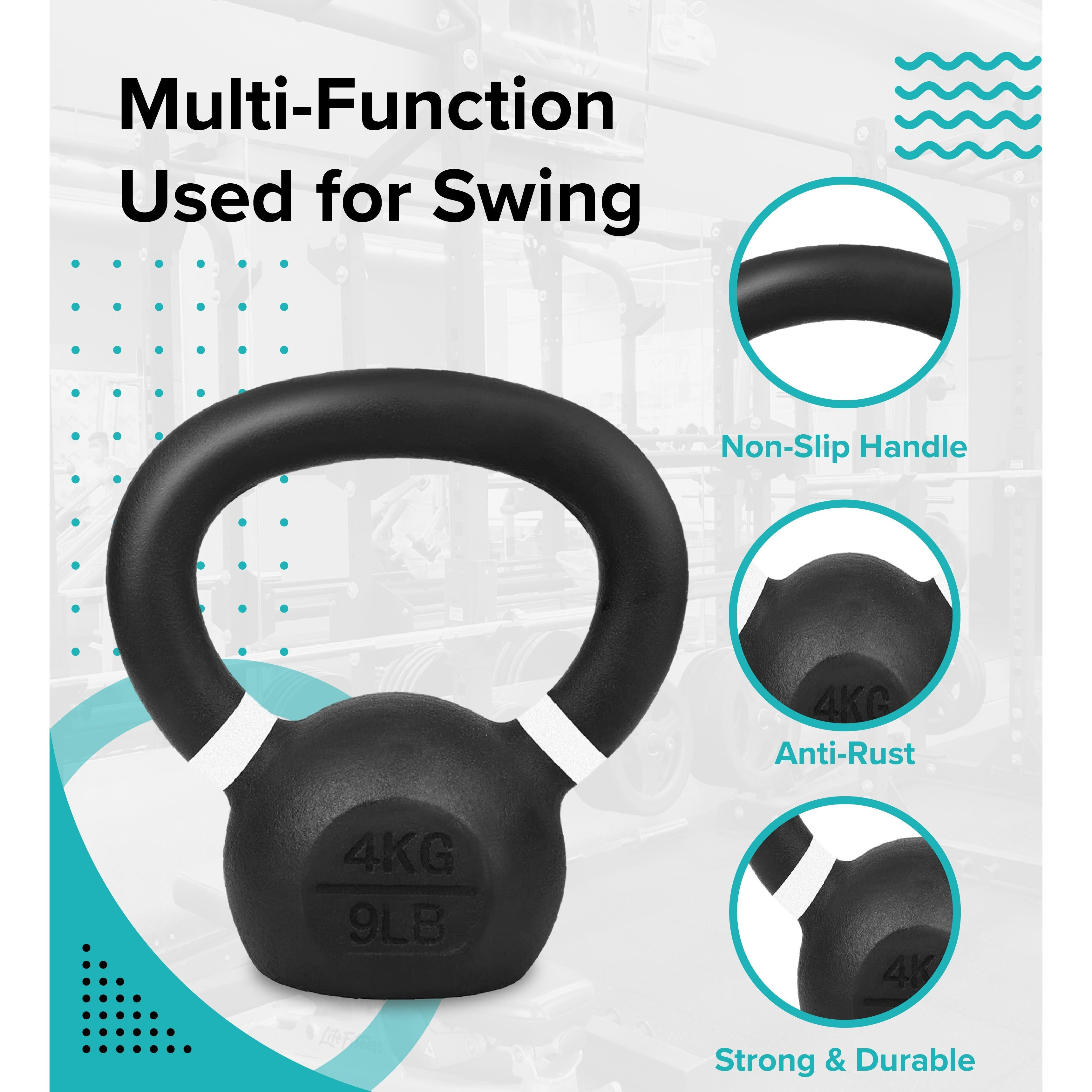 Kettlebells Weights Set 4Kg Pair Cast Iron Kettle Bell with Non-Slip Handle