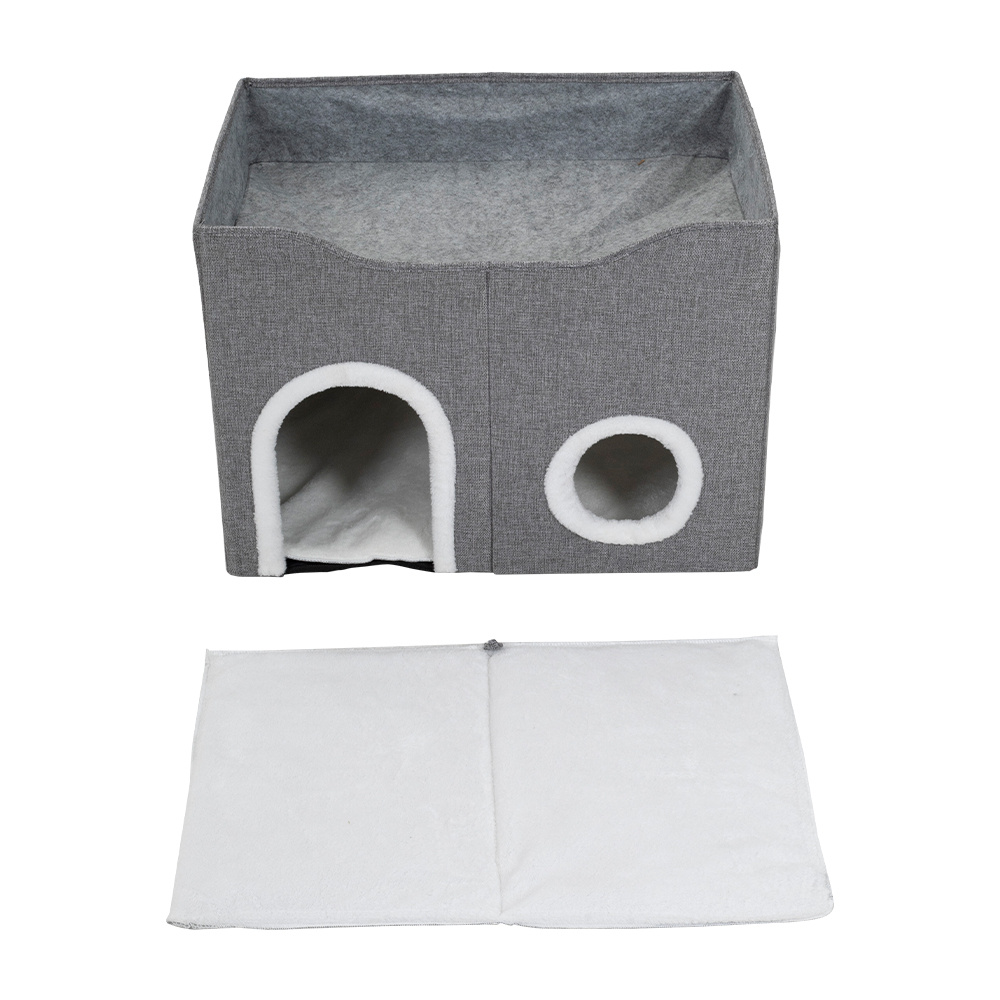 Foldable Cat House with Scratching Board