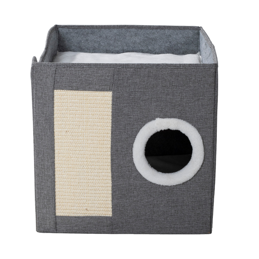 Foldable Cat House with Scratching Board