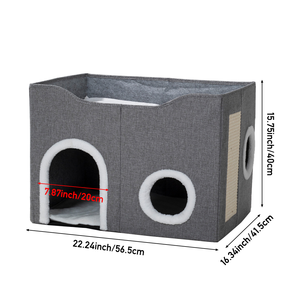 Foldable Cat House with Scratching Board
