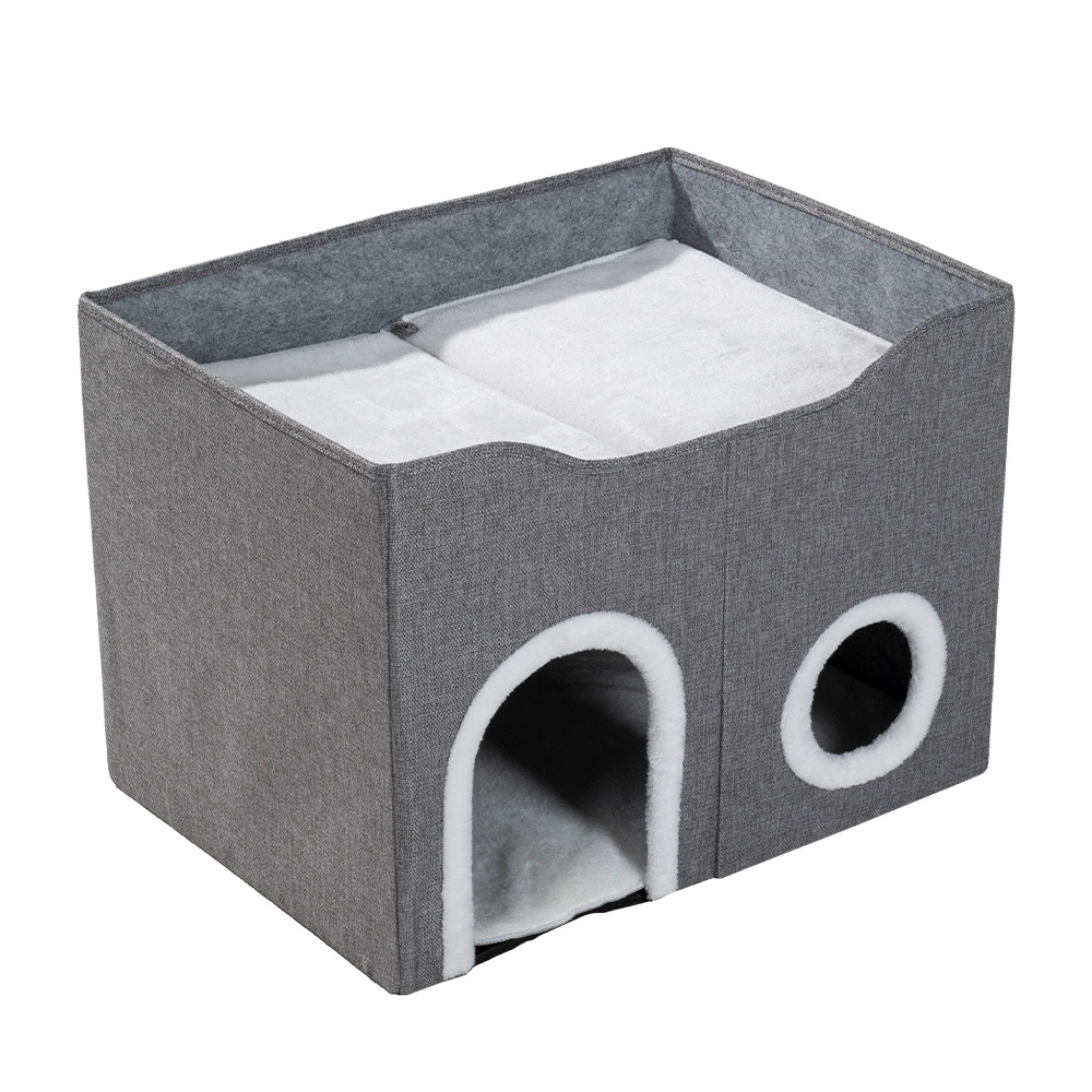 Foldable Cat House with Scratching Board