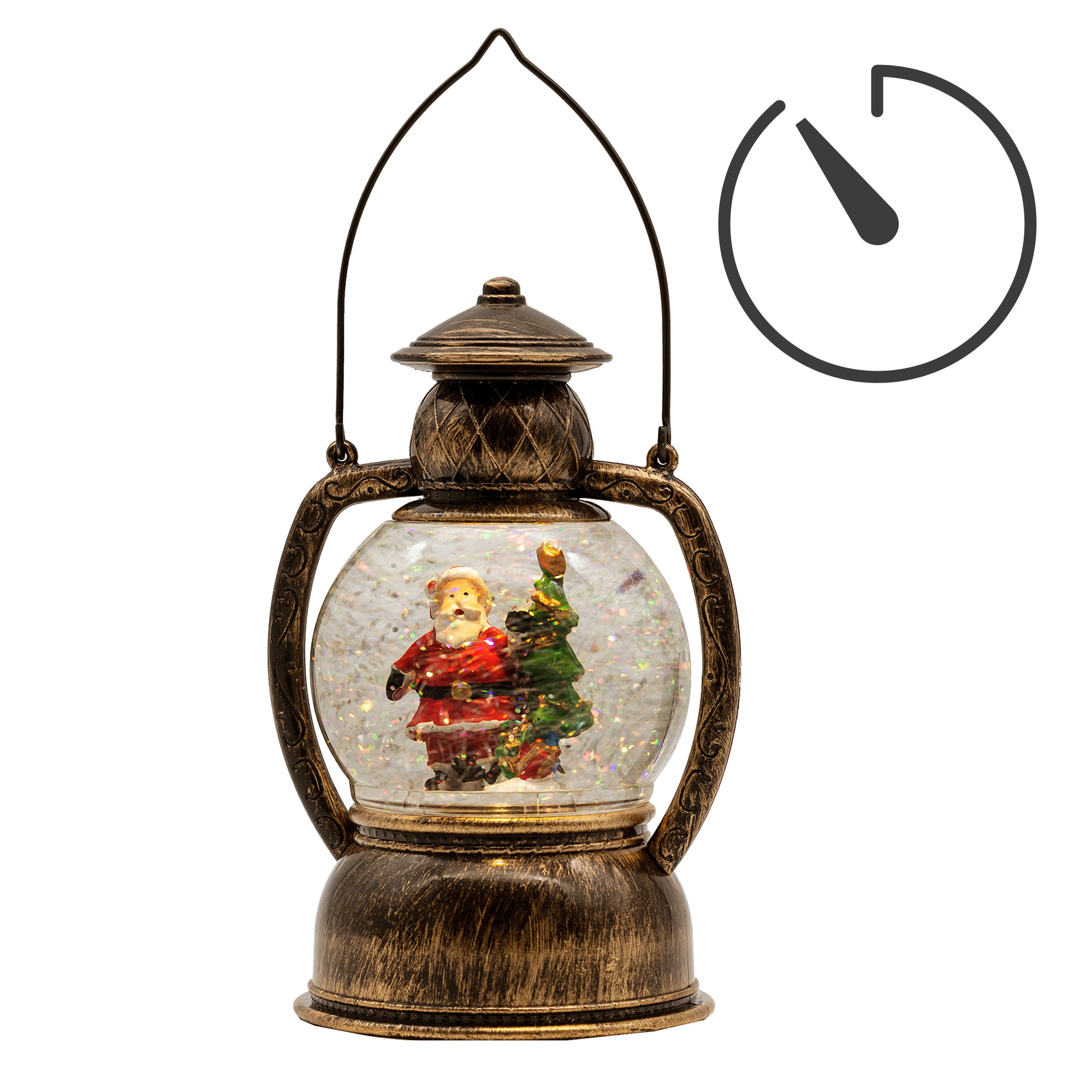 E-shop Hellum LED Laterne, Schneekugel Weihnachten mit Motiv Weihnachtsmann, 14x20cm leuchtende Weihnachtslaterne mit batteriebetrieben, Beleuchtung