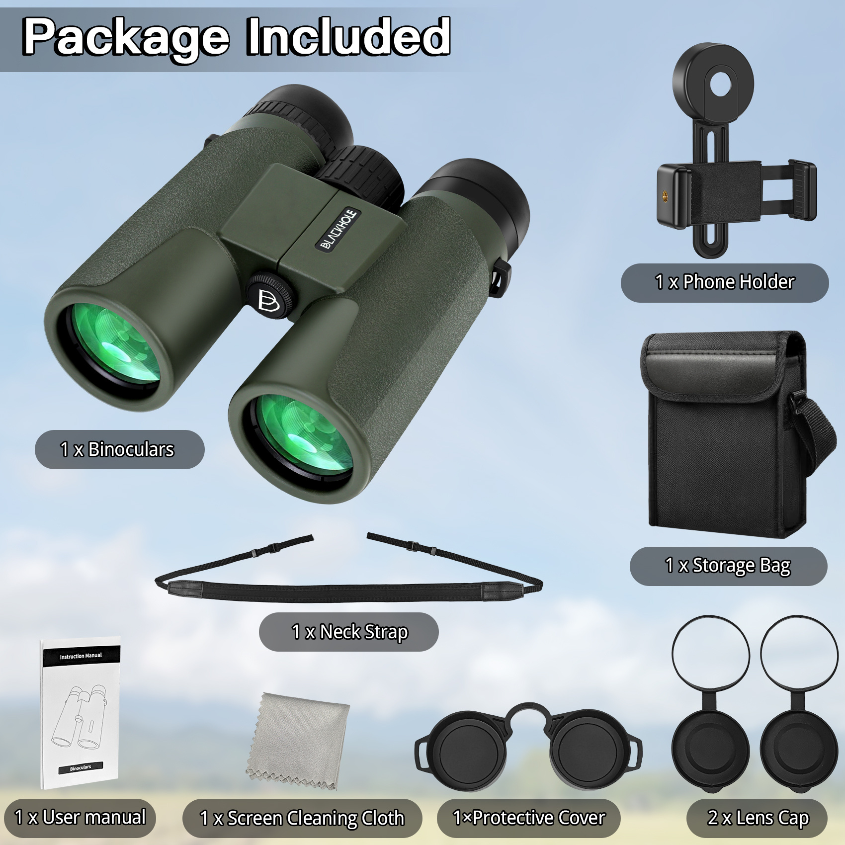 TEMU High Binoculars High Power Binoculars With Fmc Lens For Bird Watching Travel Hunting , Black