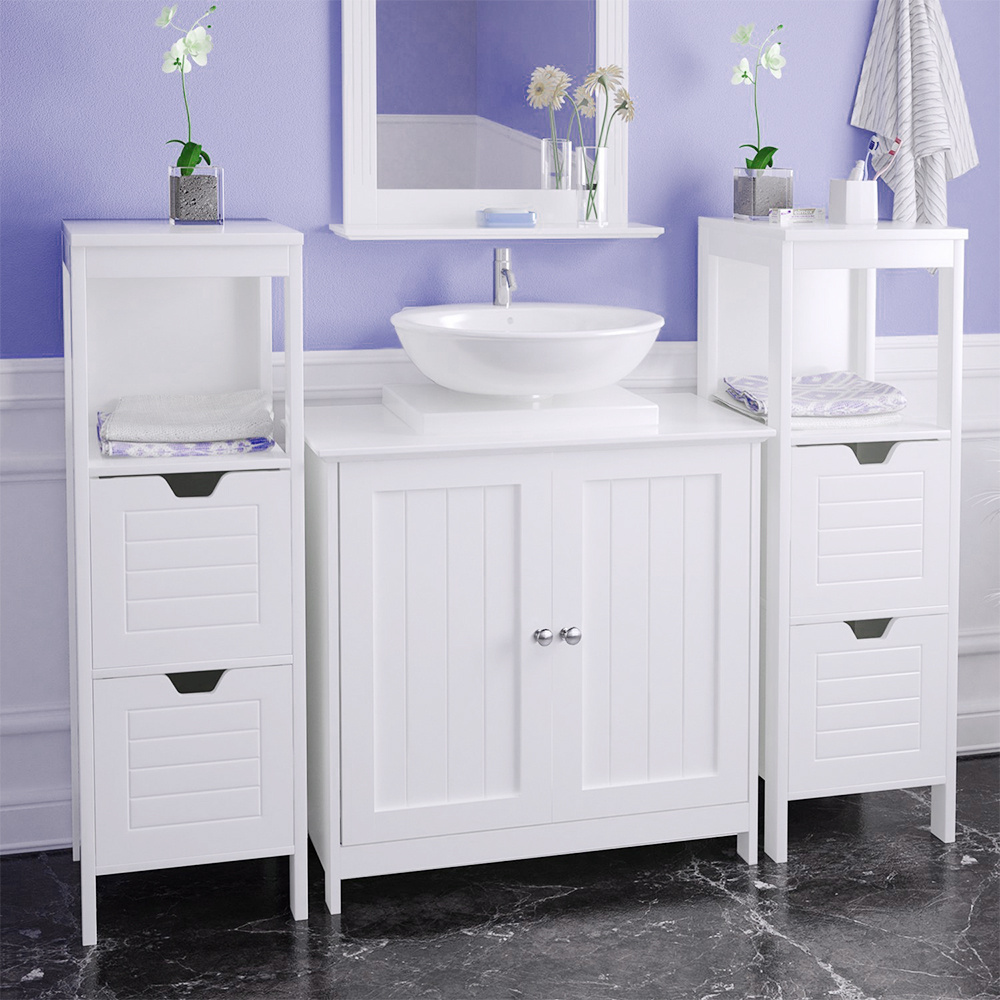 

Bathroom Cabinet, White Cabinet, Floor-standing Sink Cabinet With 2 Doors, With Mdf Shelves, Home Furniture, 60x30x60 Cm