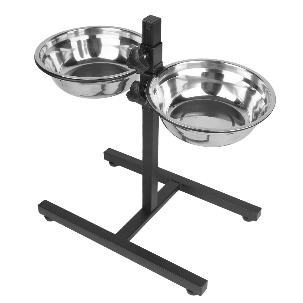 

Porte Gamelle pour Chien 1.8L, Mangeoire avec en acier inoxydable, Mangeoire pour chien réglable en hauteur, Noir