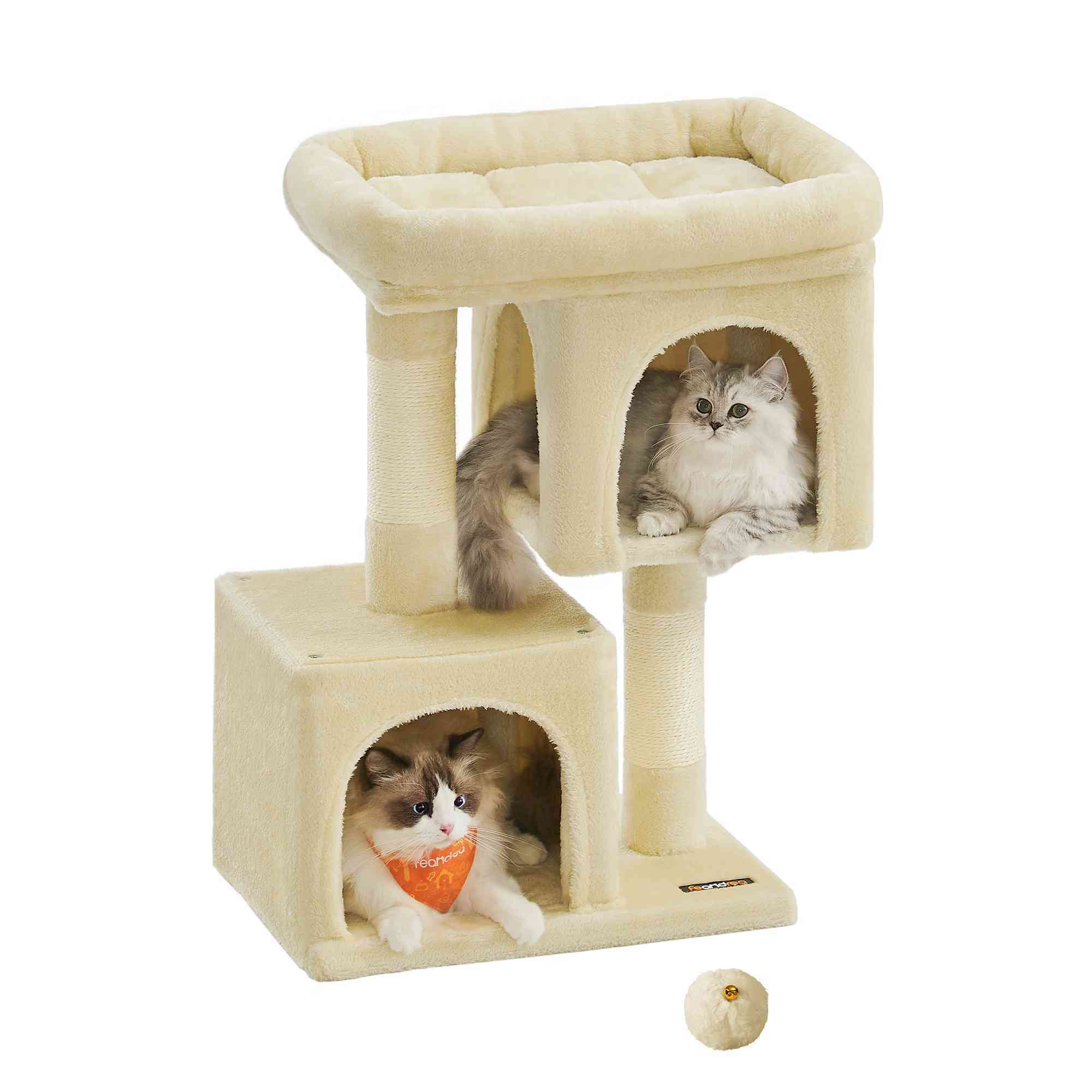 TEMU 74 Cm High Scratching Post, Cat Tree, Large Platform, 2 Cat Caves, Sisal Posts, Cat House