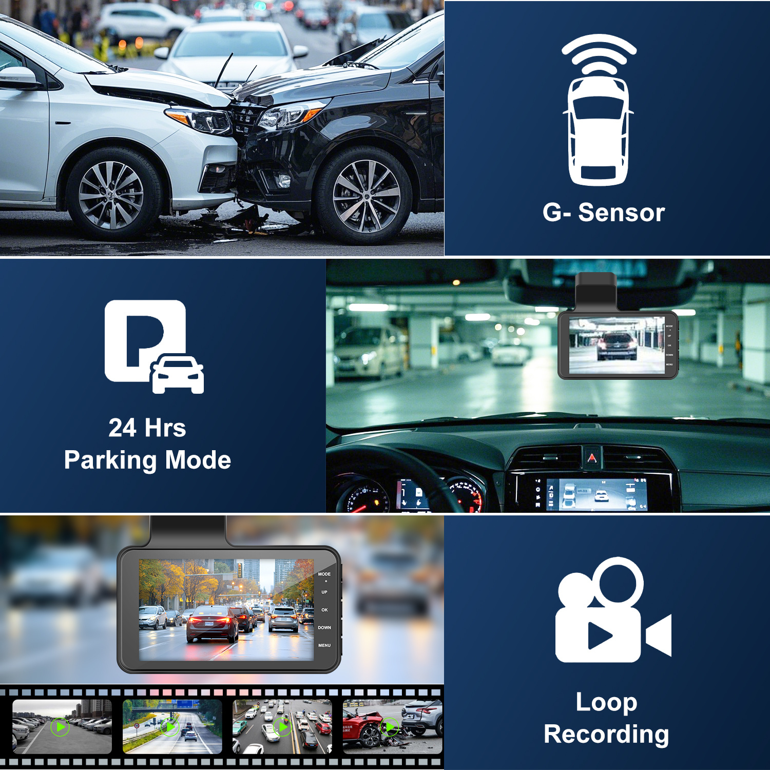 Dash Cam Front and Rear, Dual Car Camera with 32G SD Card 4''IPS Touch Screen, 1080P Dashboard Camera for Cars & Trucks, Rear Camera, WDR G-Sensor/Night Vision/Parking Monitor