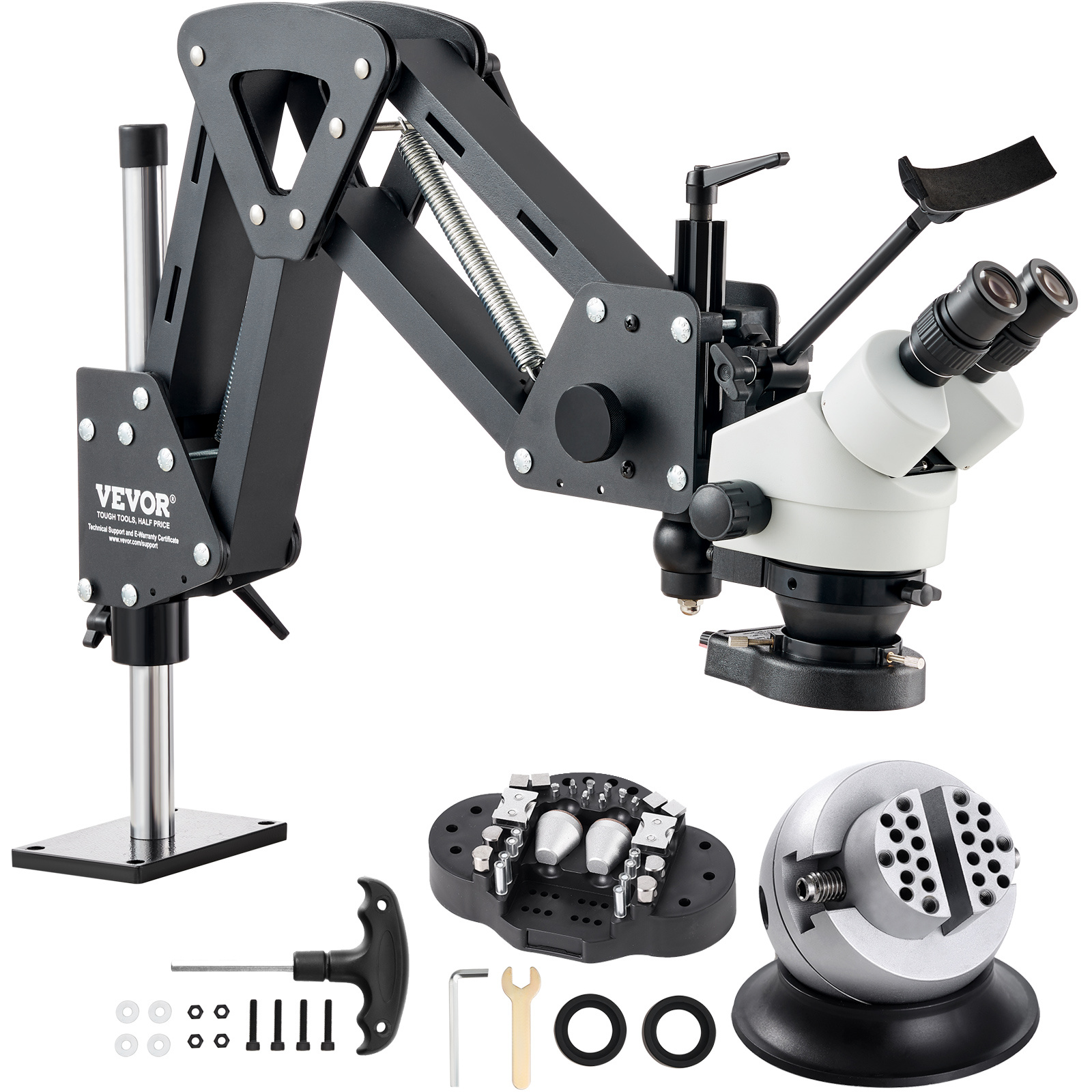 Image of Vevor Multi-directional Microscope Spring Bracket Ball Vise Ring Light 7x-45x