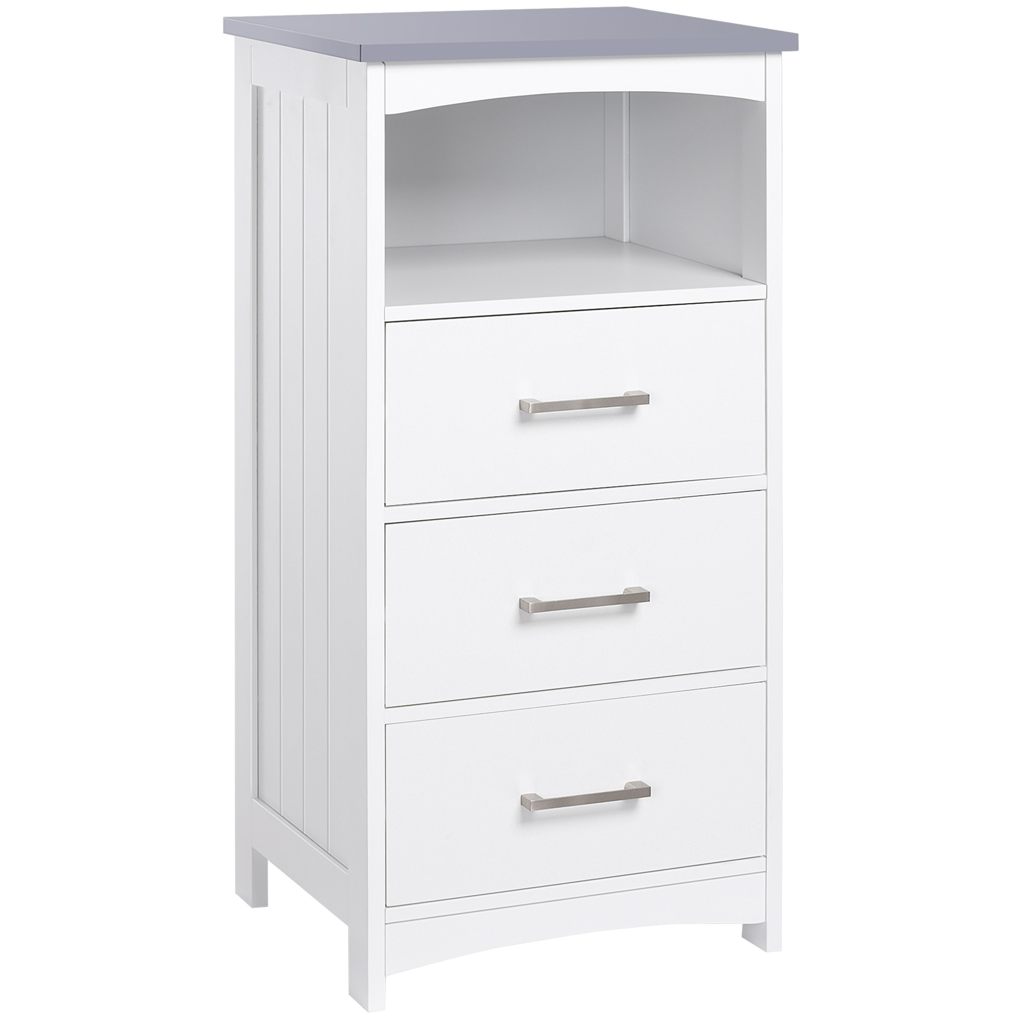 Image of Homcom Bathroom Cabinet On Legs Storage Cabinet Toilet Cabinet On Legs With 3 Drawers And 1 Niche - 40 X 33 X 80 Cm - White