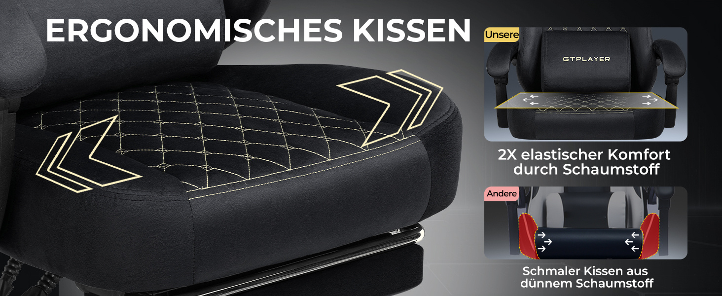 Gaming Stof Gaming Stoel Ergonomische Bureaustoel PC Stoel, 150Kg Draagvermogen, Verstelbare en Draaibare Bureaustoel met Veer Zitkussen en Voetensteun