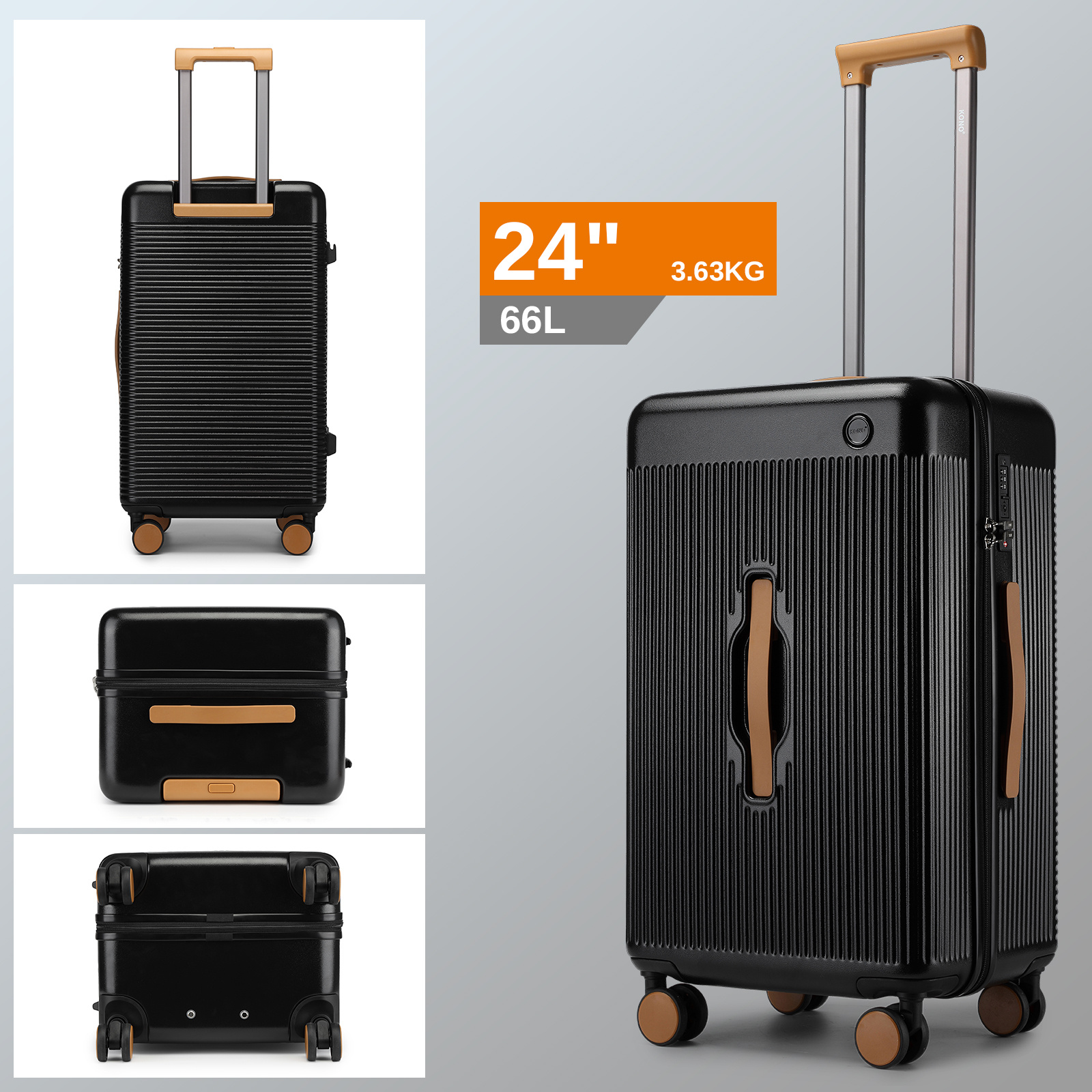 24 Inch Premium Hard Shell Suitcase Durable Abs And Pc With And Multi- For Effortless Travel Back To School Holiday Gift