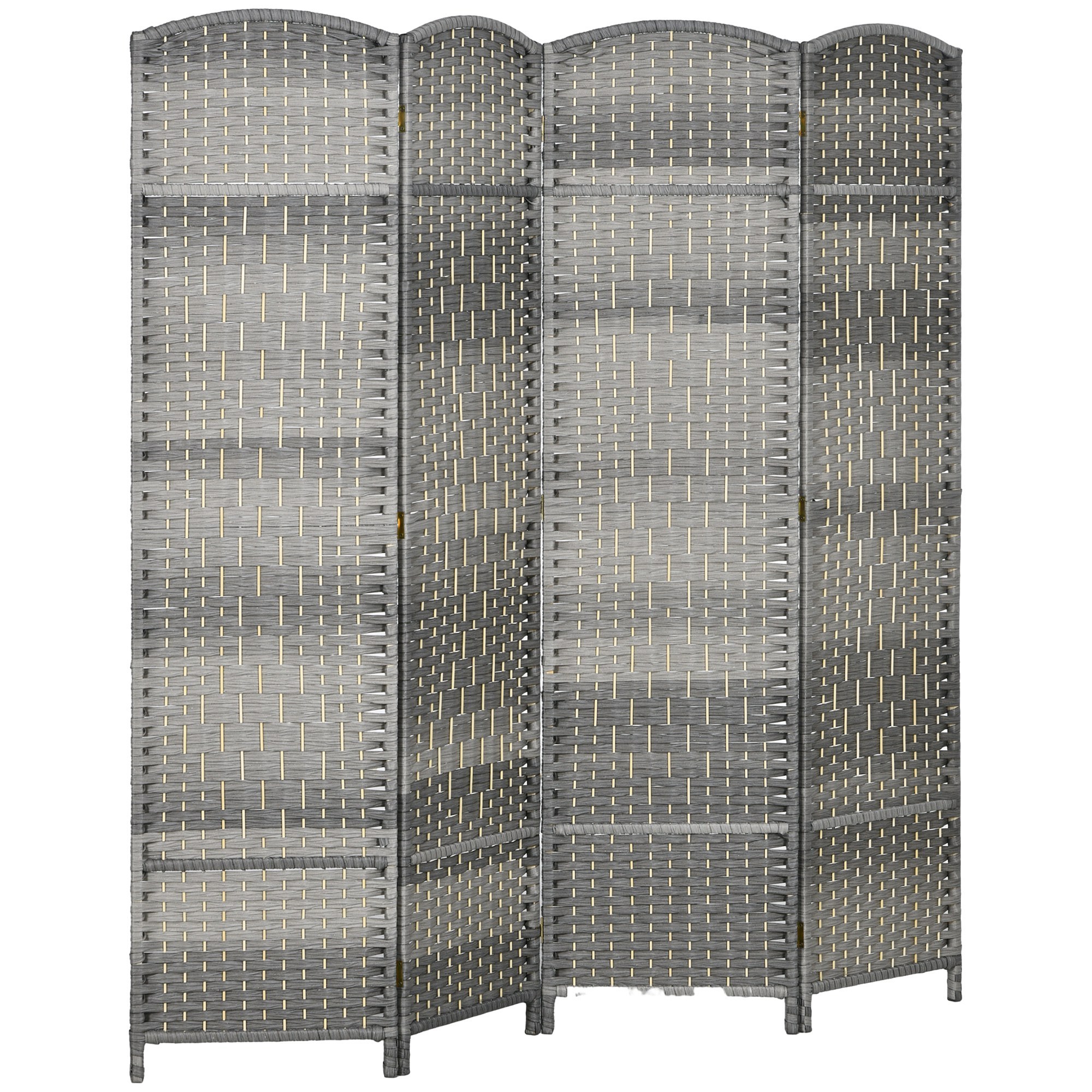 Image of Homcom Indoor Wooden Screen, 4 Panels, 180 X 180 Cm, Foldable Room Divider, For Living Room, Bedroom, Home, Mixed Gray
