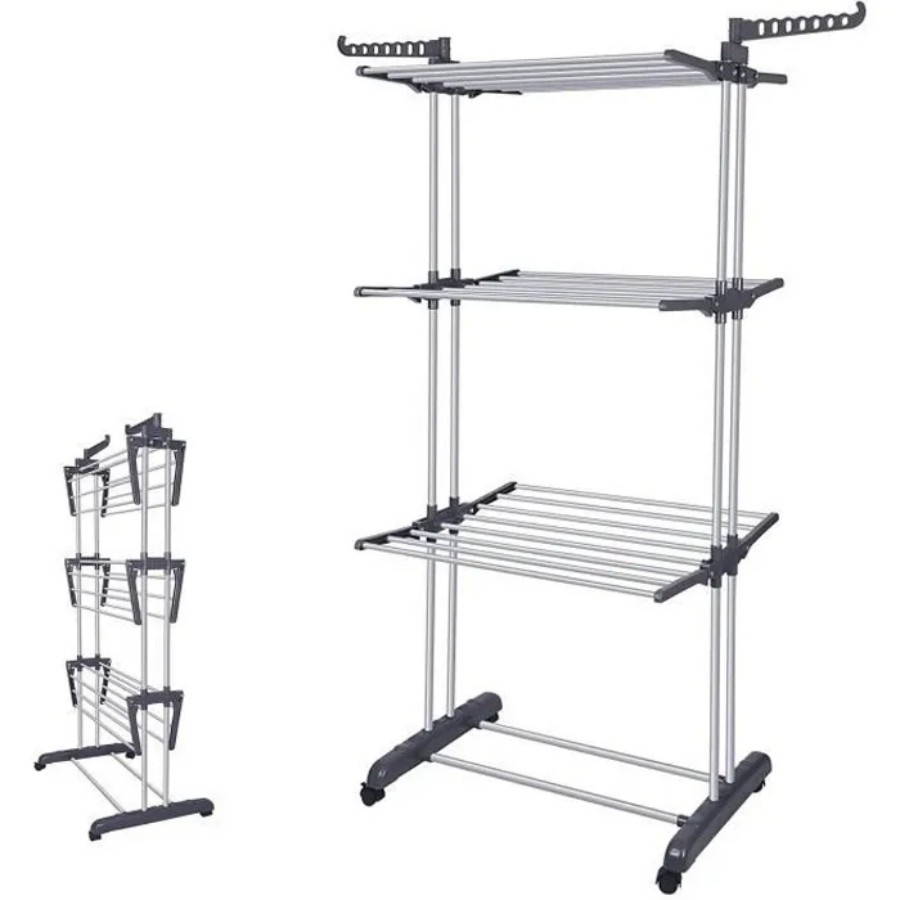 TEMU Wevalley Clothes Drying Rack Foldable Laundry Dryer With 3-tier Side Wings