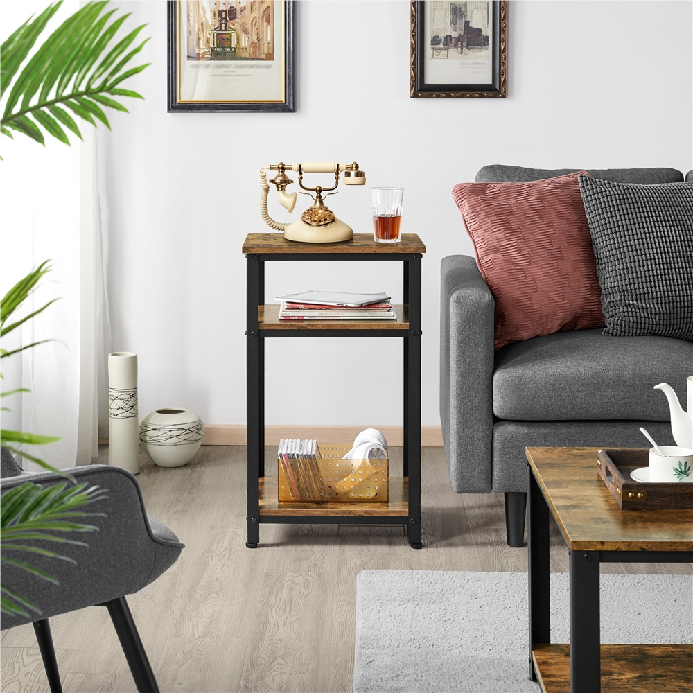 Image of Costoffs 3 Shelves Vintage Telephone Table Side Table Industrial Style Sofa Table Small Nightstand Metal Frame For Office Bedroom Living Room