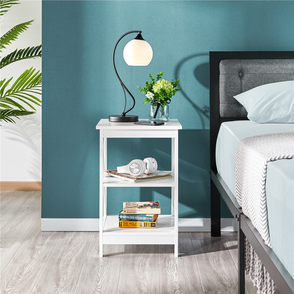 Costoffs X-shaped 3-tier Side Table Nightstand Night Commode Sofa Table Side Table For Office Living Room Bedroom Box Spring Bed Hallway